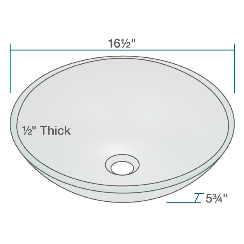 Rene Frosted Tempered Glass Vessel Round Modern Bathroom Sink with Faucet Drain Included (16.5-in x 16.5-in)