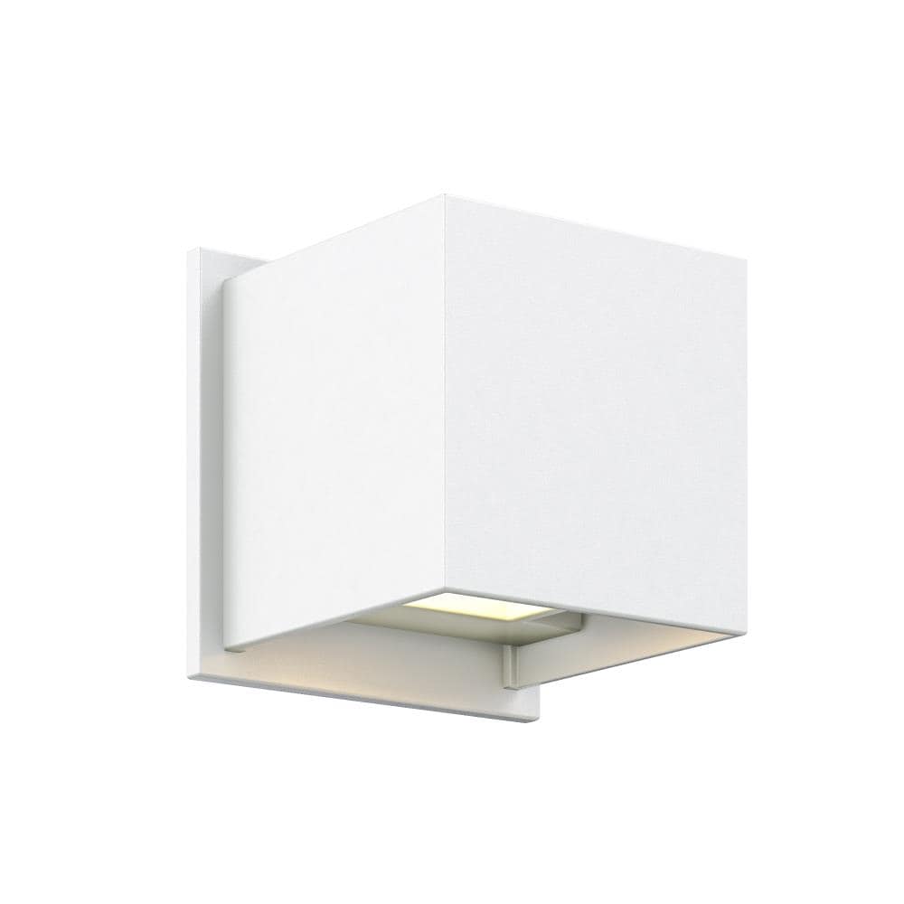 White DALS Lighting LEDWALL-F-WH 4 Rectangular Indoor/Outdoor LED Wall Sconce 