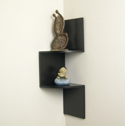 Danya B. Walnut Wood Corner Shelf 7.5-in D (2 Shelves) In The Wall ...