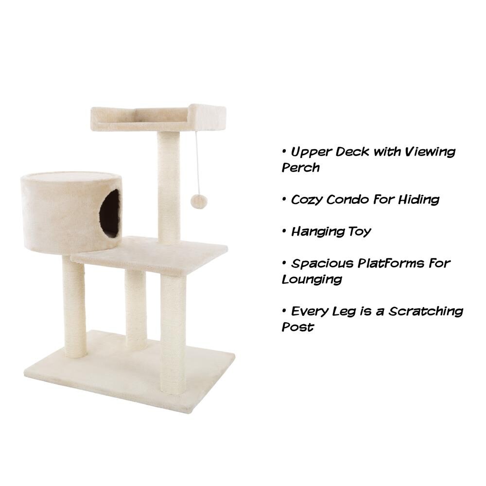 14" x 27.5" Pet Cat Chimney Shape Plush Tower Tree Condo Home Play 3-story 