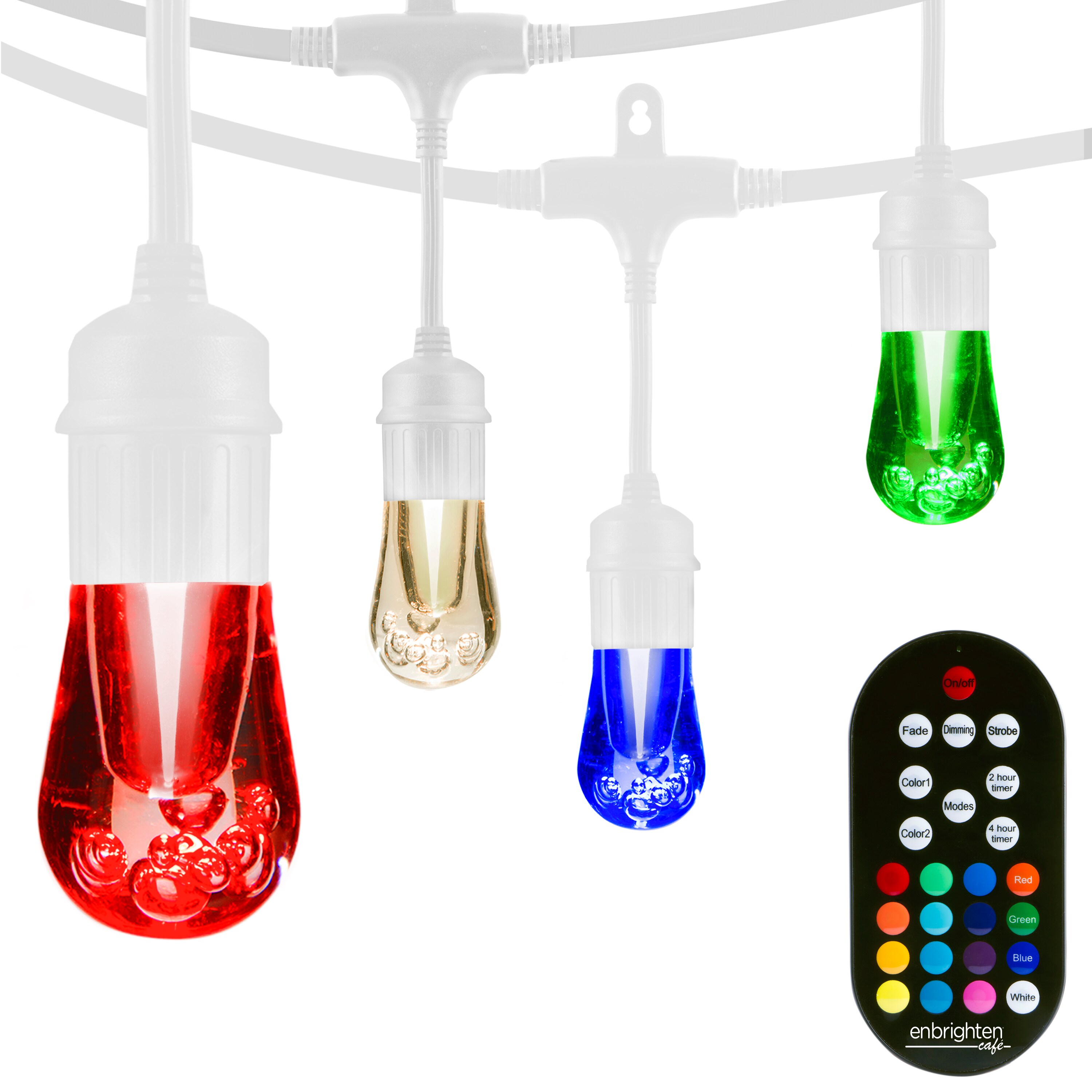 Integrated LED Cafe String Lights Enbrighten 9-Bulb 18 ft Black 