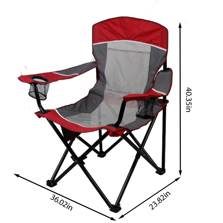 Folding chair camping garden picnic travel beach bag transport seat grey