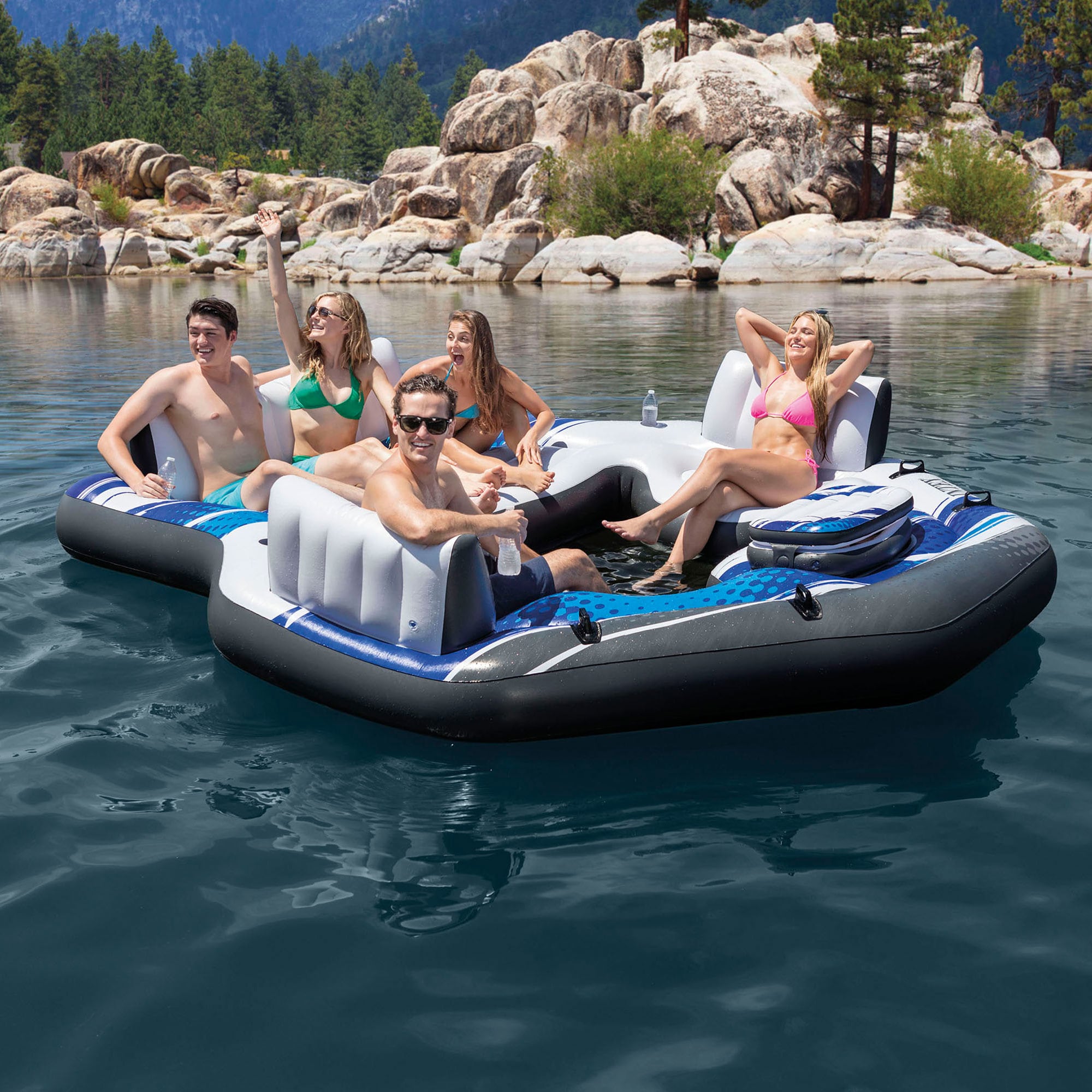 Inflatable Party Island 4 Person River Lake Family Raft Water Floating Lounge 