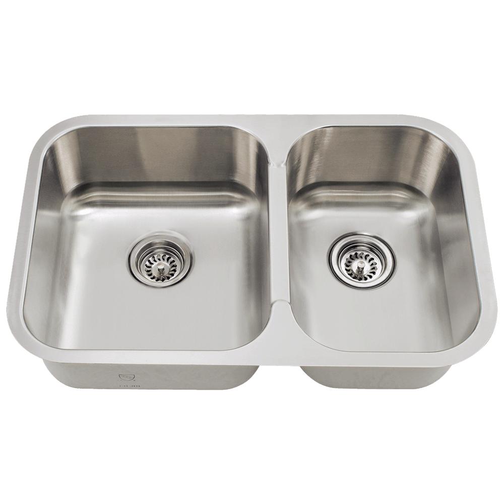 MR Direct Undermount 27.5-in x 18-in Stainless Steel Double Offset Bowl Stainless Steel Kitchen Sink
