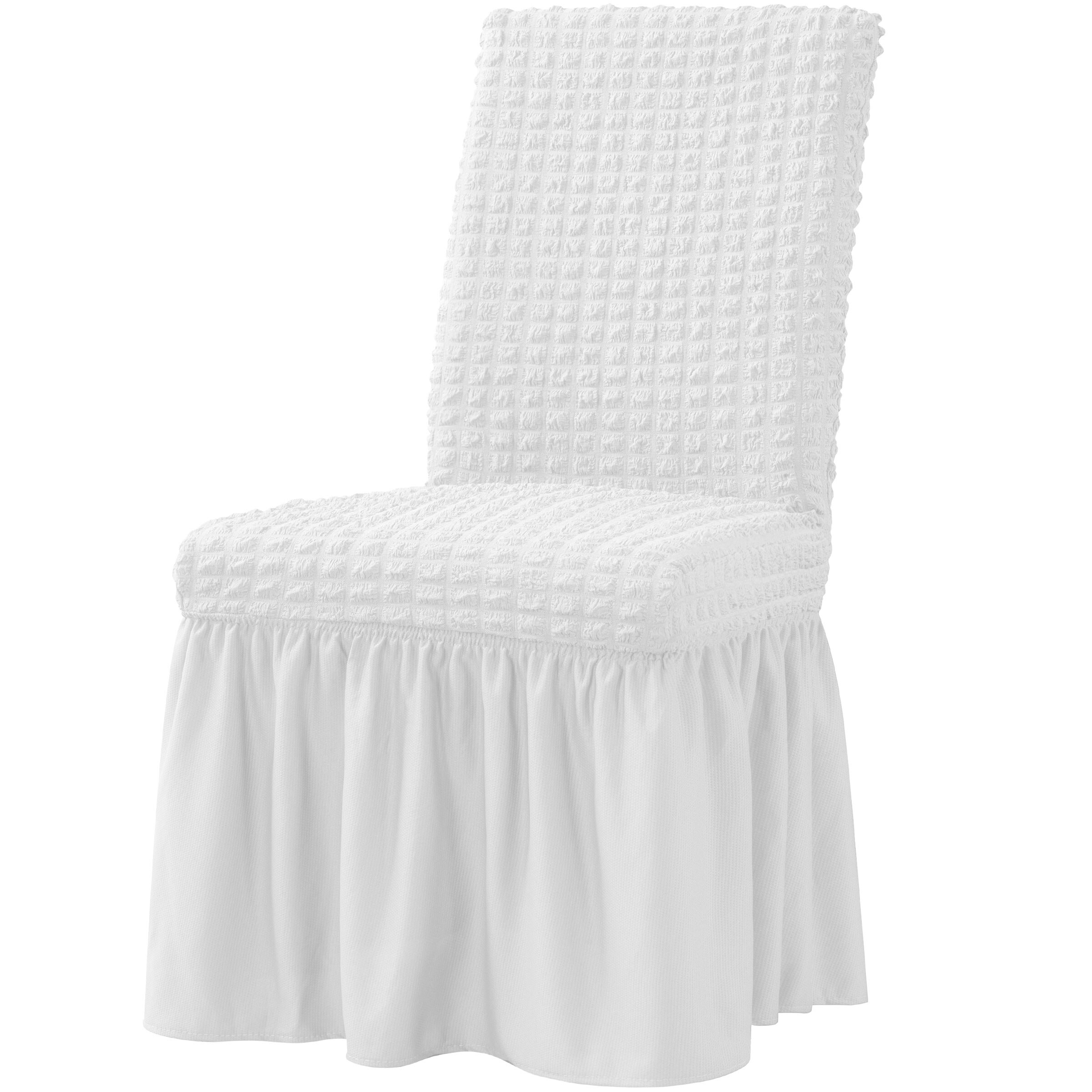 Chair Cover Dining Chair Slipcover Ruffled Skirt Chair Protector Soild Color 