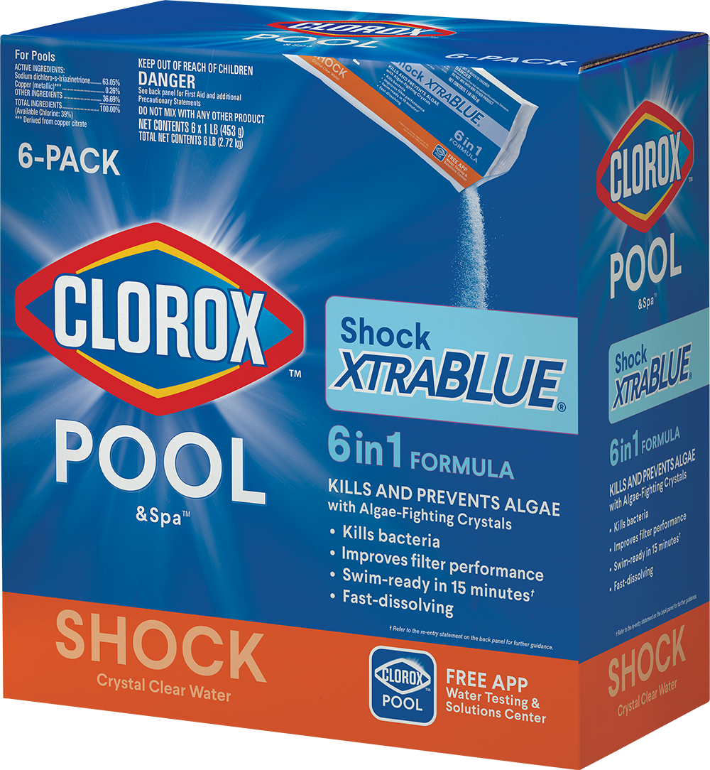 Clorox Pool/&Spa 33506CLX Pool Shock XtraBlue 6 in 1 Formula 12Pk 12x1 Lbs Bags