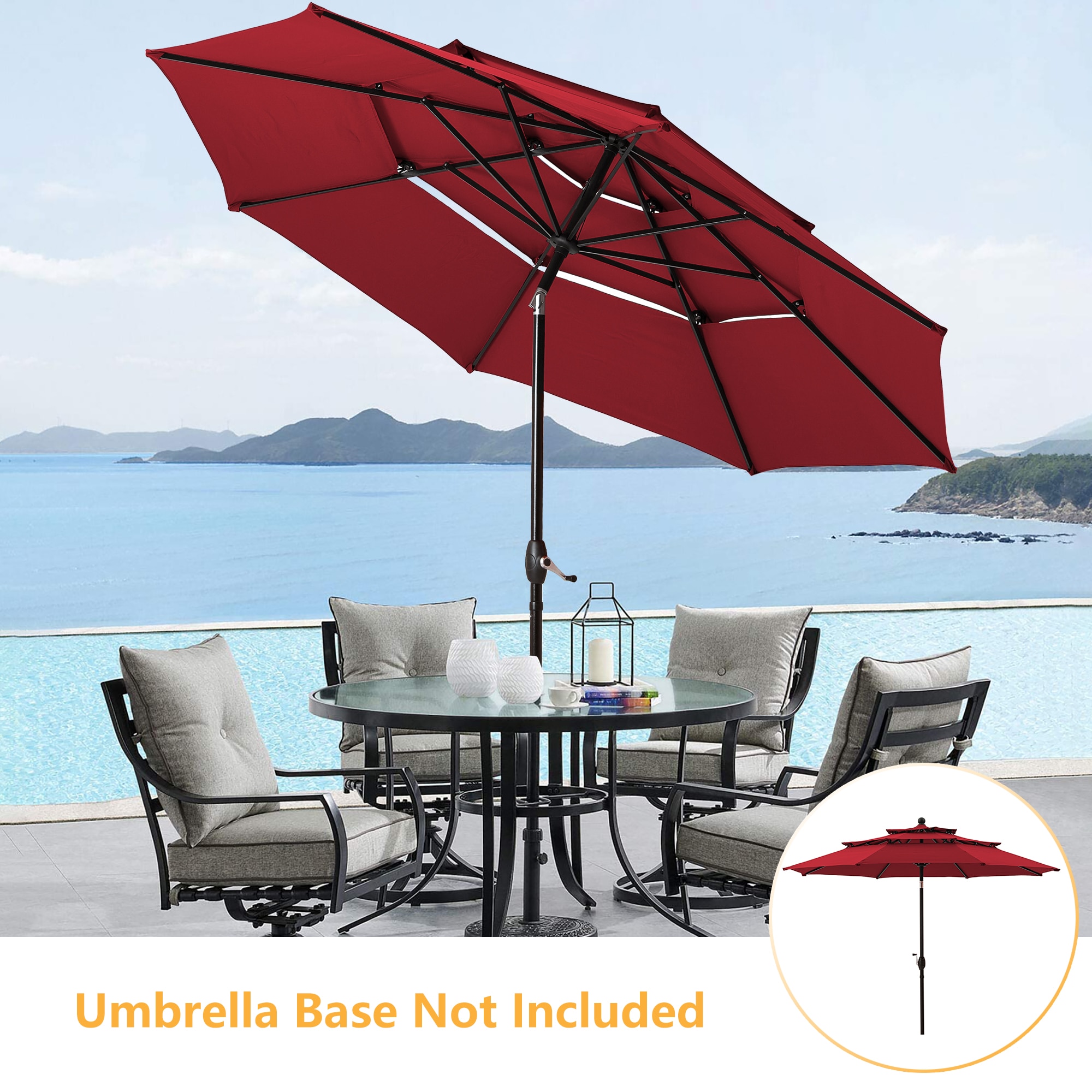 Details about   10ft Patio Umbrella Outdoor 3 Tier Vented Table Shade Umbrella with 8 Sturdy Rib 