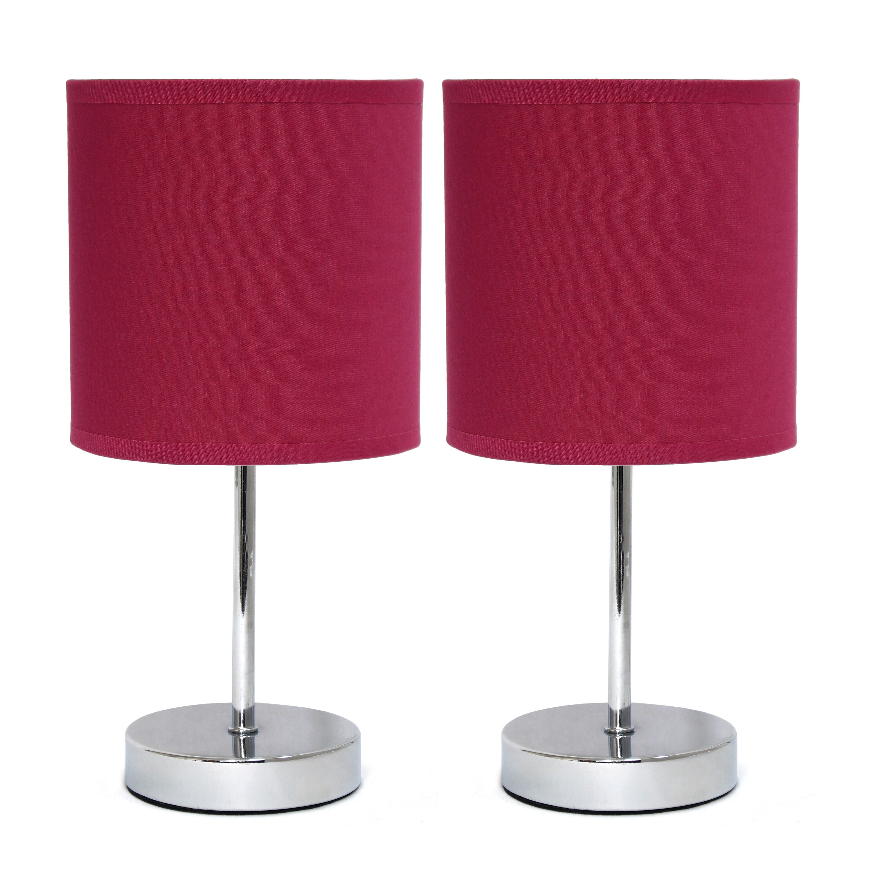 Purple Simple Designs LT2007-PRP Chrome Mini Basic Table Lamp with Fabric Shade 