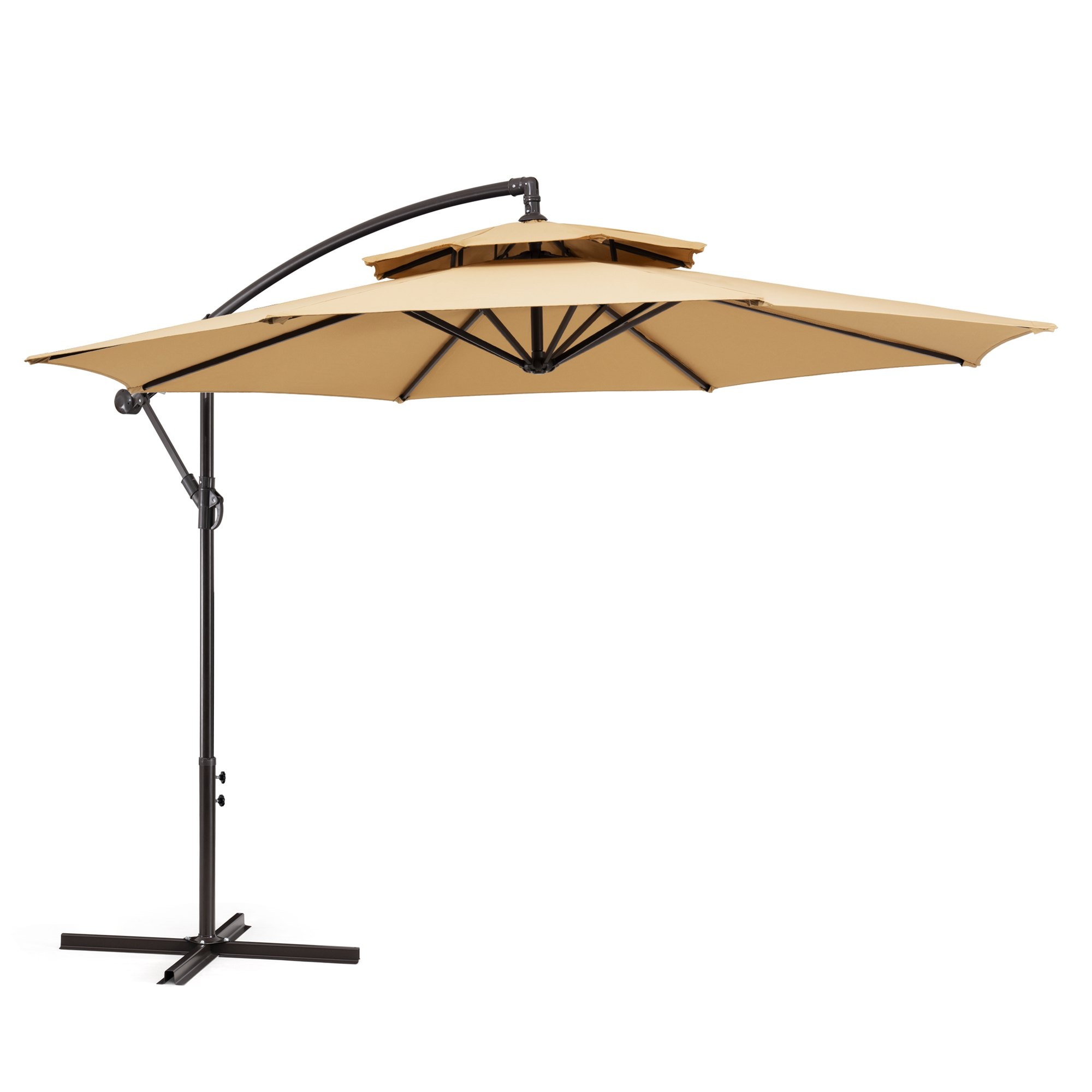 Details about   10 FT Patio Hanging Umbrella Offset Cantilever Rotation Outdoor Tilt Shade Beige 