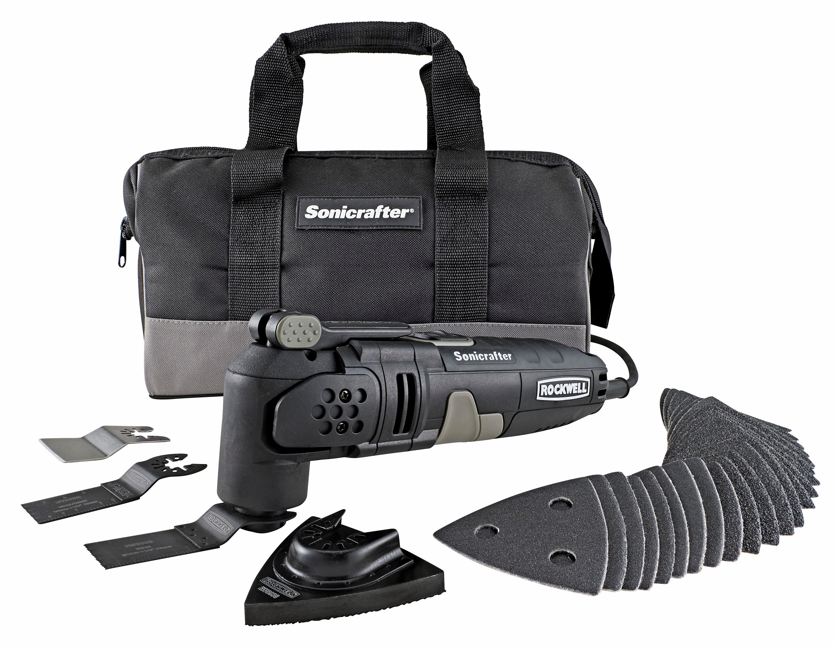 Rockwell 3.0 Amp Sonicrafter Oscillating Multi-Tool RK5121 Positec USA RK5121K and Universal Blade Fit System 31-Piece Kit with Bag Hyperlock Clamping with Variable Speed 