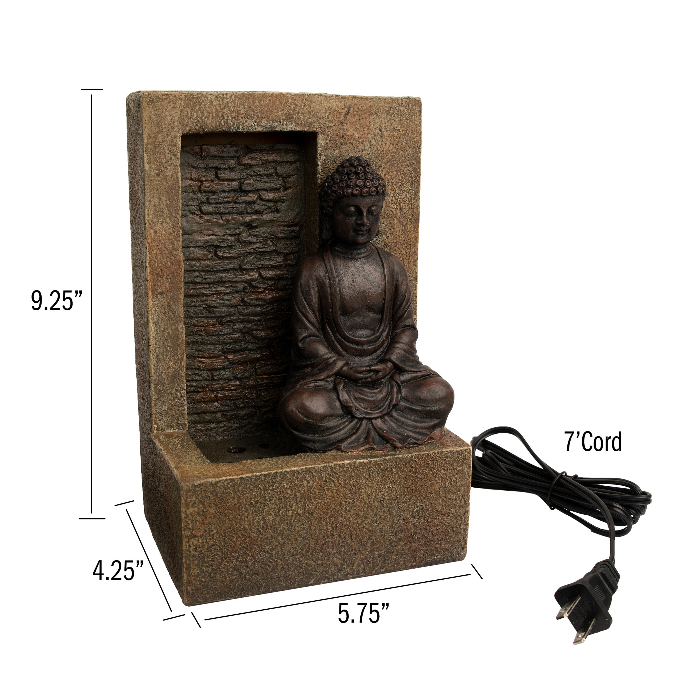 Zen Water Fountain Buddha Electric Tabletop Shelf Meditation Calming Waterfall 