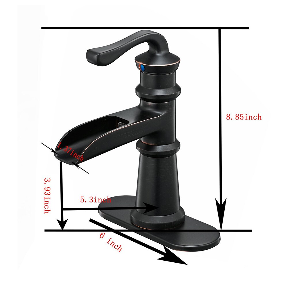 Votamuta Bathroom Single Lever Waterfall Spout Basin Sink Vanity Faucet with Pop Up Drain and Cover Plate