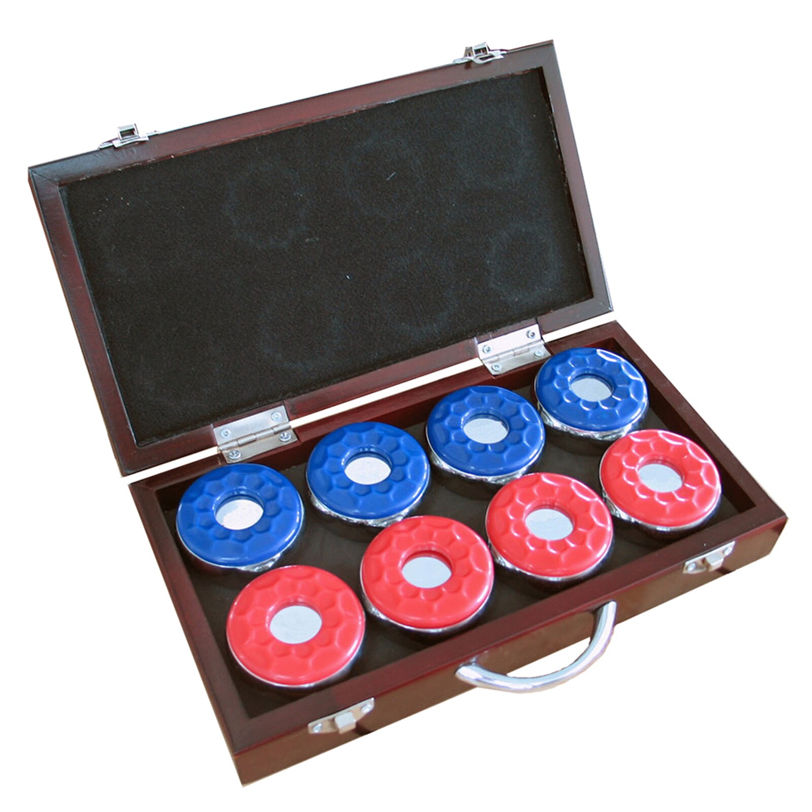TABLE SHUFFLEBOARD PUCK WEIGHT HOLIDAY CHRISTMAS ORNAMENTS RED & DARK BLUE TOP 