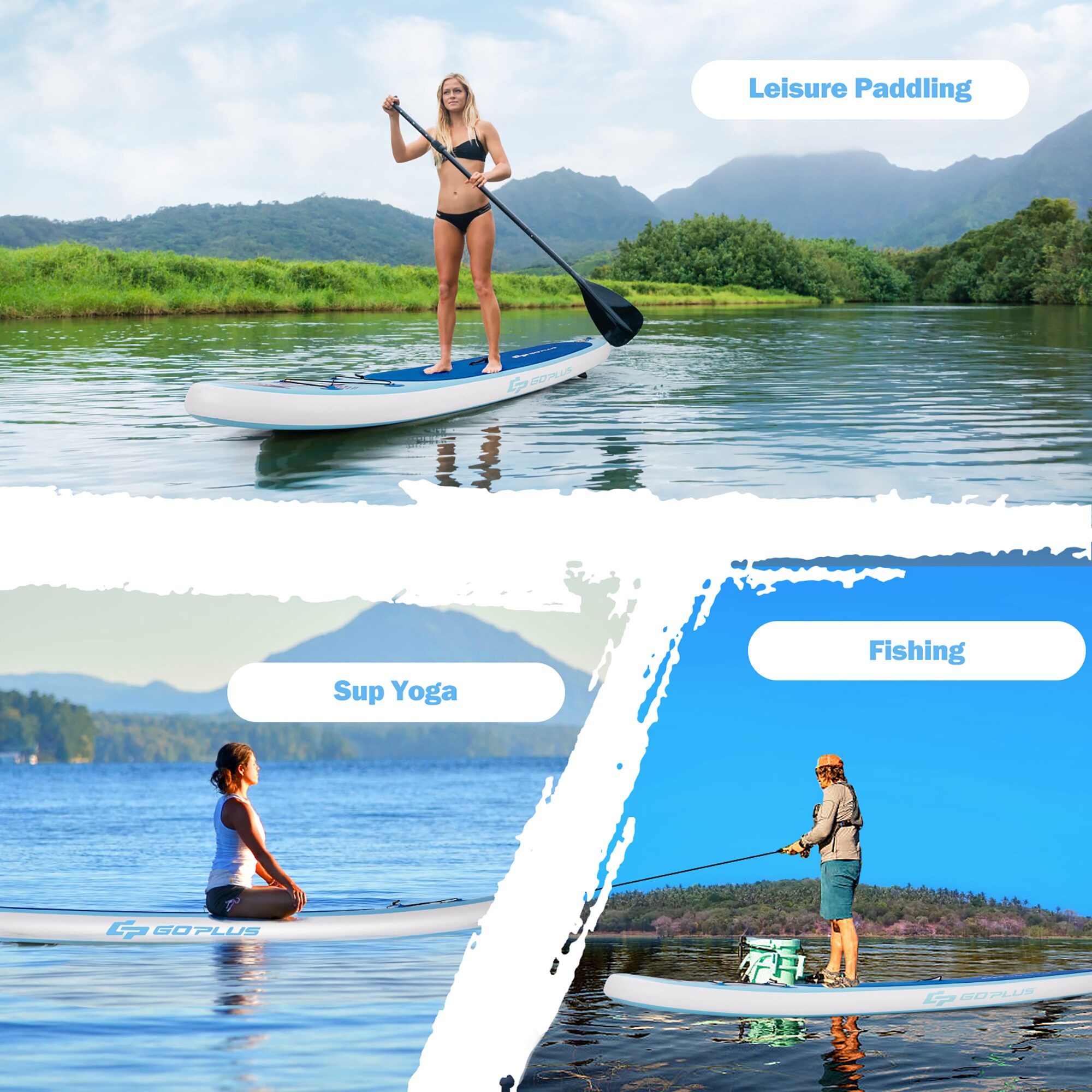 Wide Stance Surf Control Bottom Fin for Paddling Goplus 9.8'/10'/11' Inflatable Stand Up Paddle Board 6.5” Thick SUP with Premium Accessories and Carry Bag Non-Slip Deck for Youth and Adult