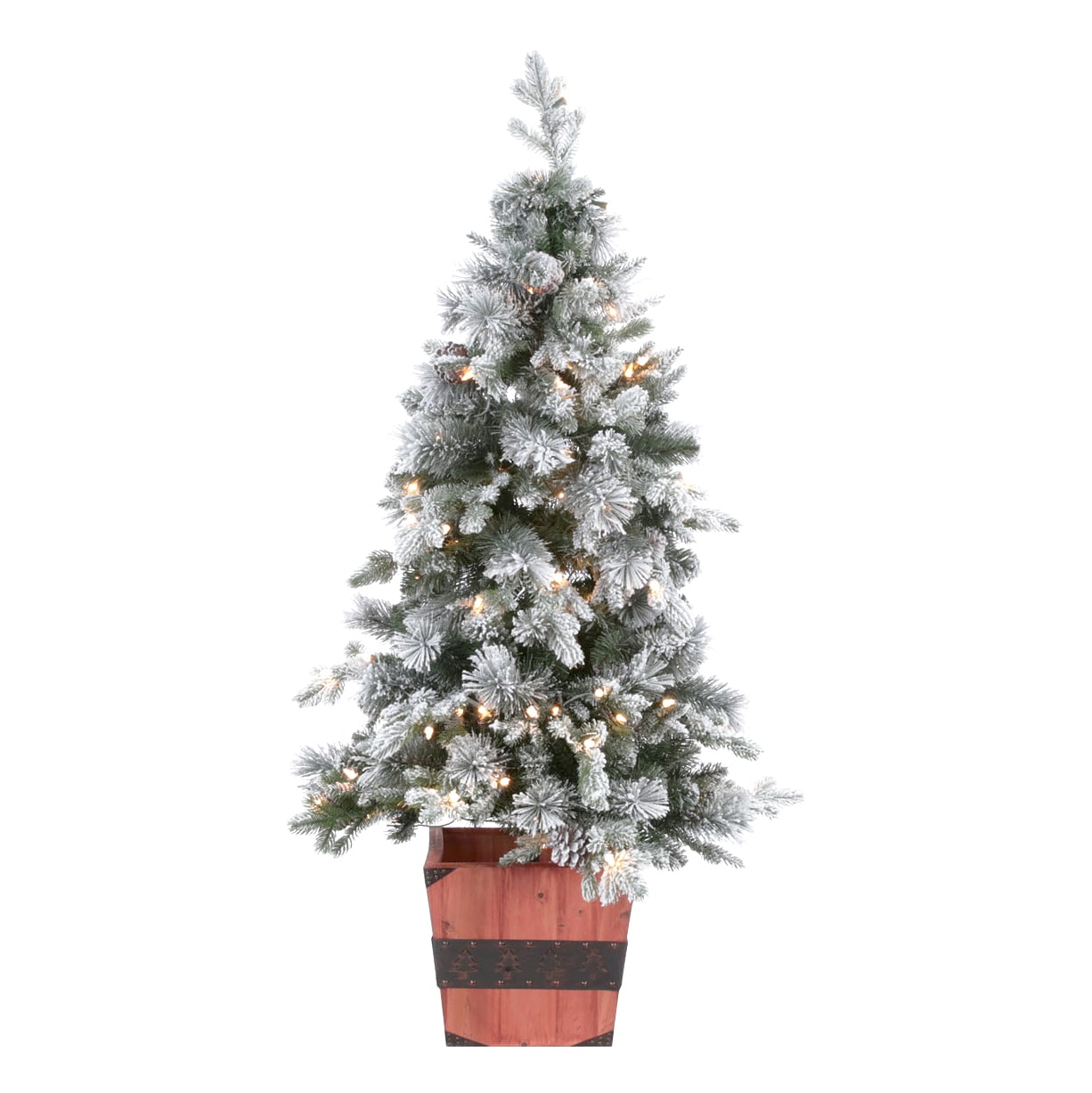 Pre Lit Christmas Artificial Tree Berry Clear Lights Snow Flocked Xmas Decor 4FT