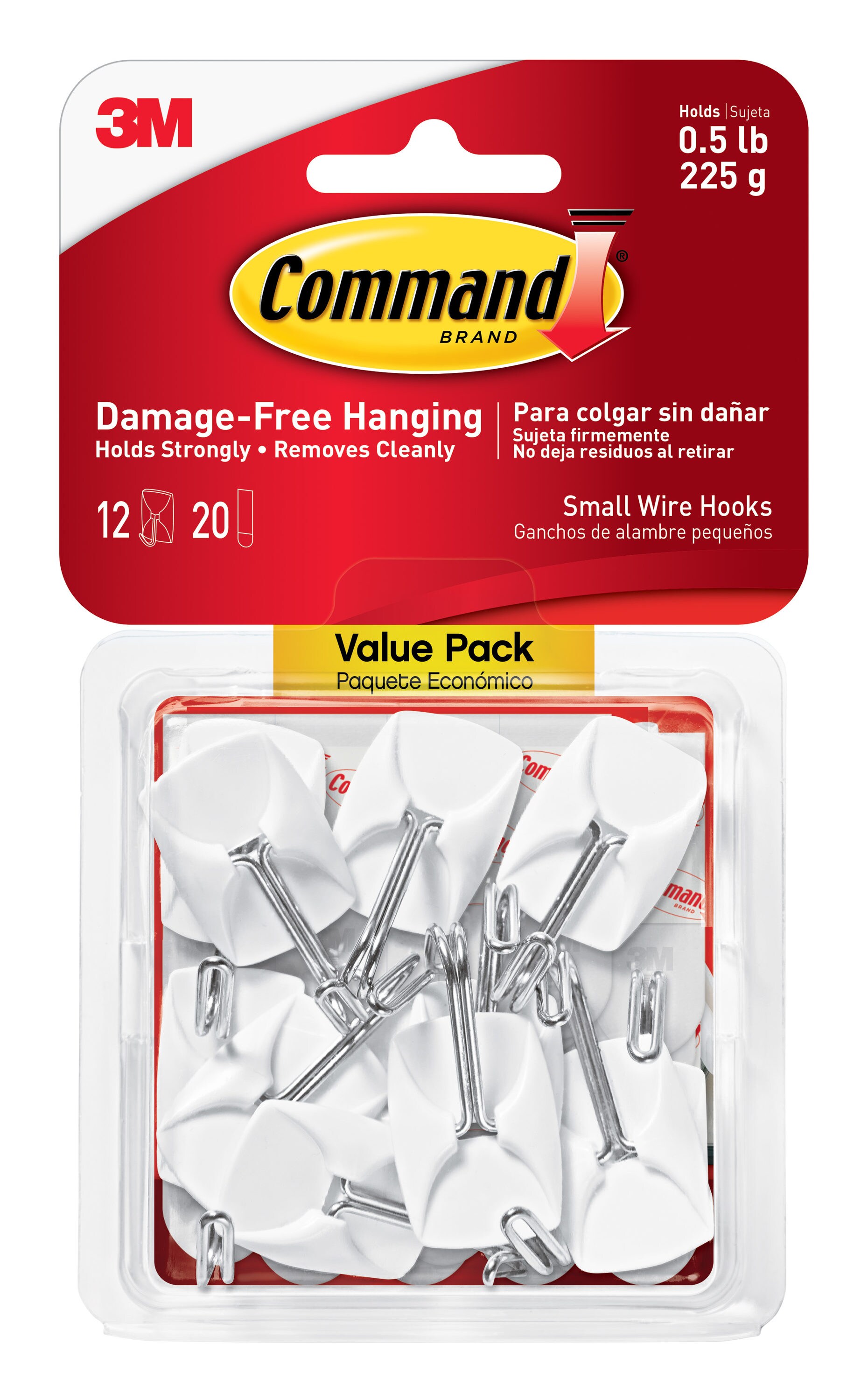 Pack of 2 White Plastic Strong Stick up Hanger Hooks Indoor Use Holds 3 lbs. 