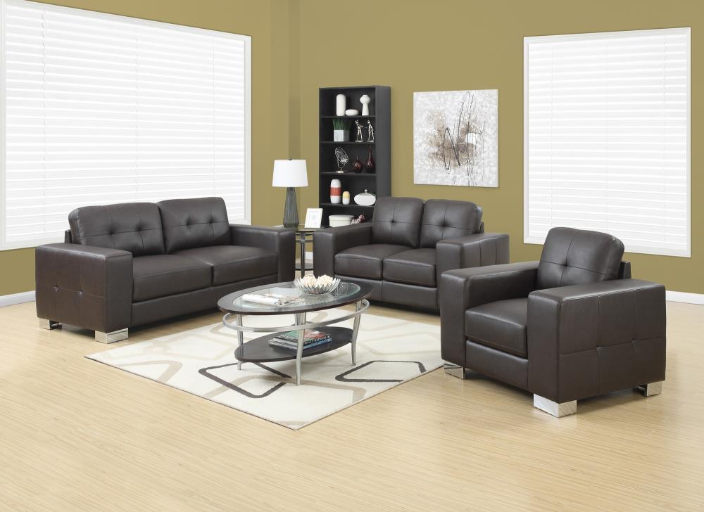 Monarch Specialties Modern Dark Brown Faux Leather Loveseat At 3449