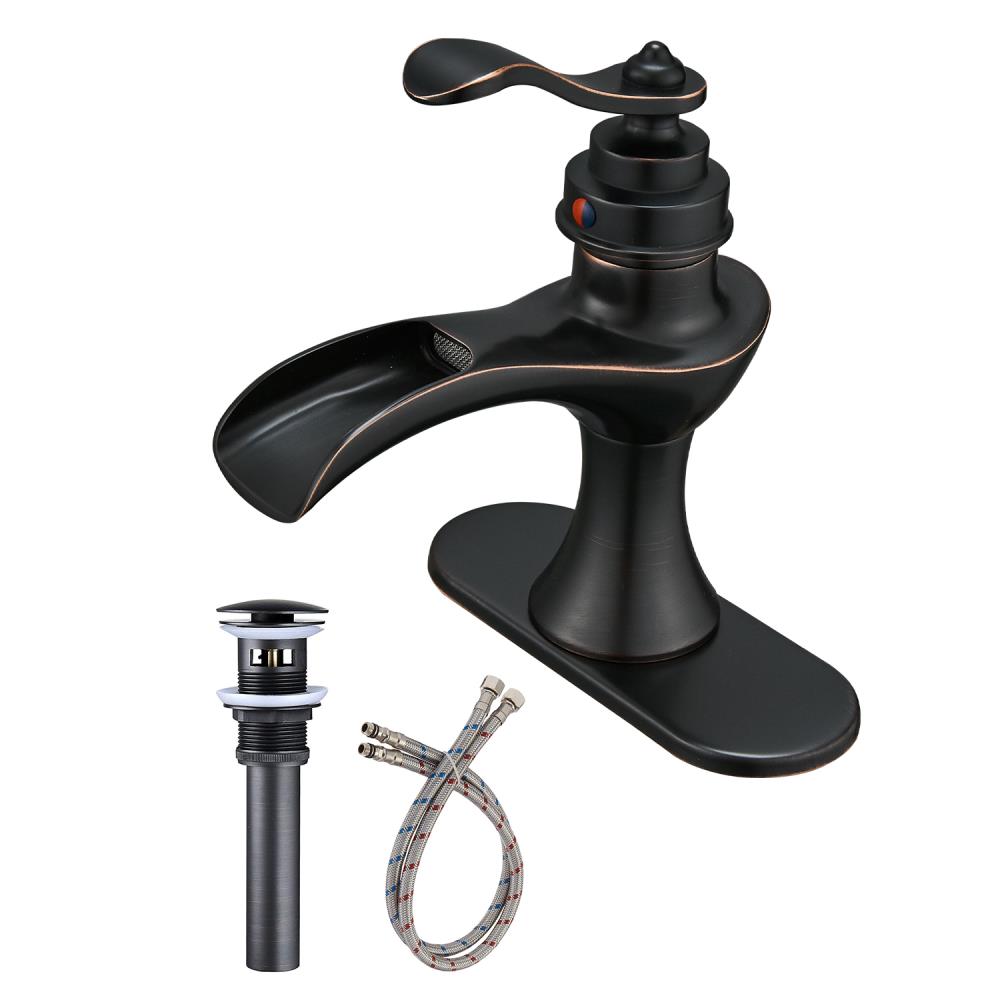 Oil Rubbed Bronze Bathroom Sink Faucet Bowl Drain 3 Hole Double Handle Mixer Tap 