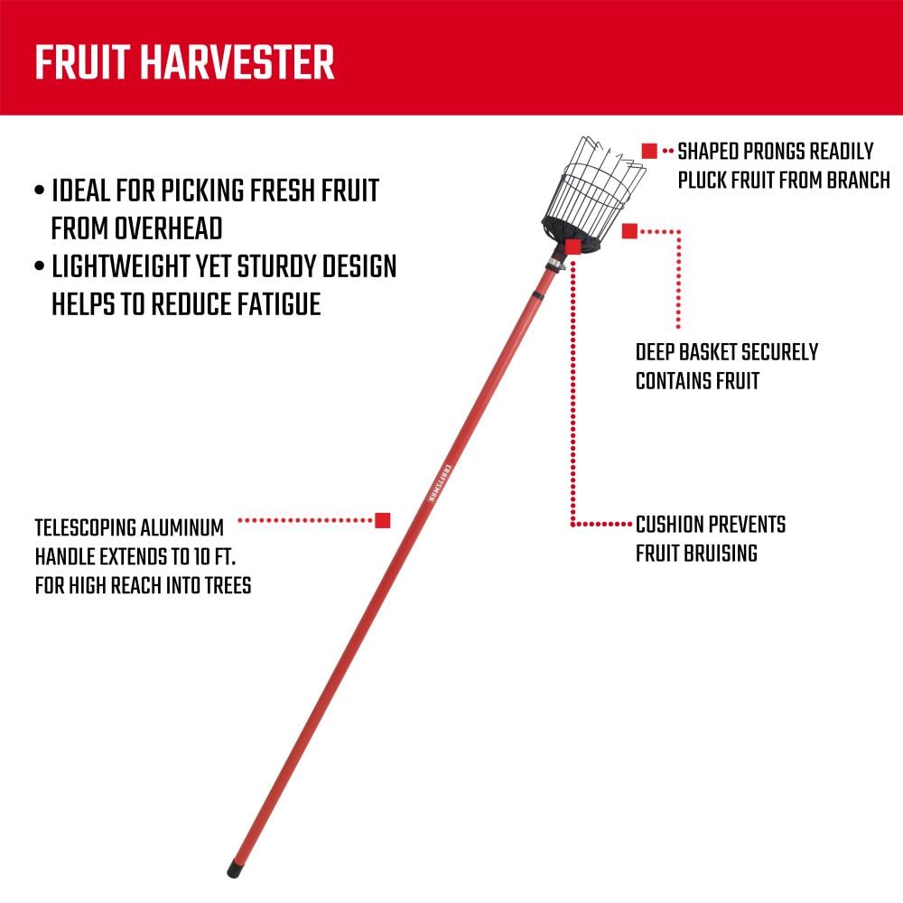 Fruit Picker Harvester Basket With Cushion To Prevent Bruising Easily Reach Tool 
