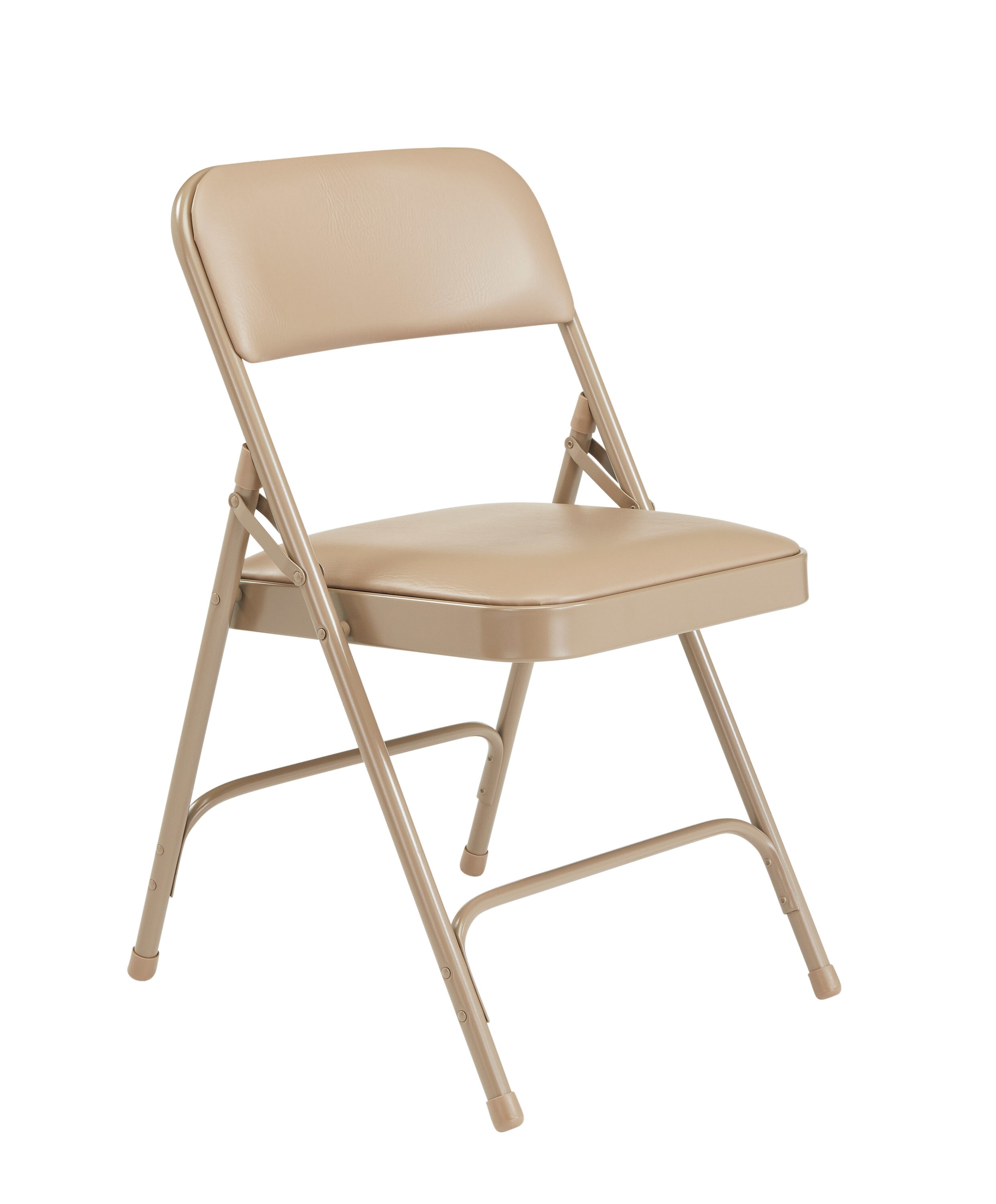 beige steel folding chair