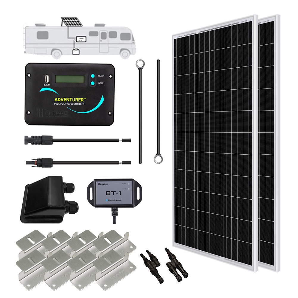 60A Controller For RV Camping 100W Watt Solar Panel Kit Dual USB Battery Charge 