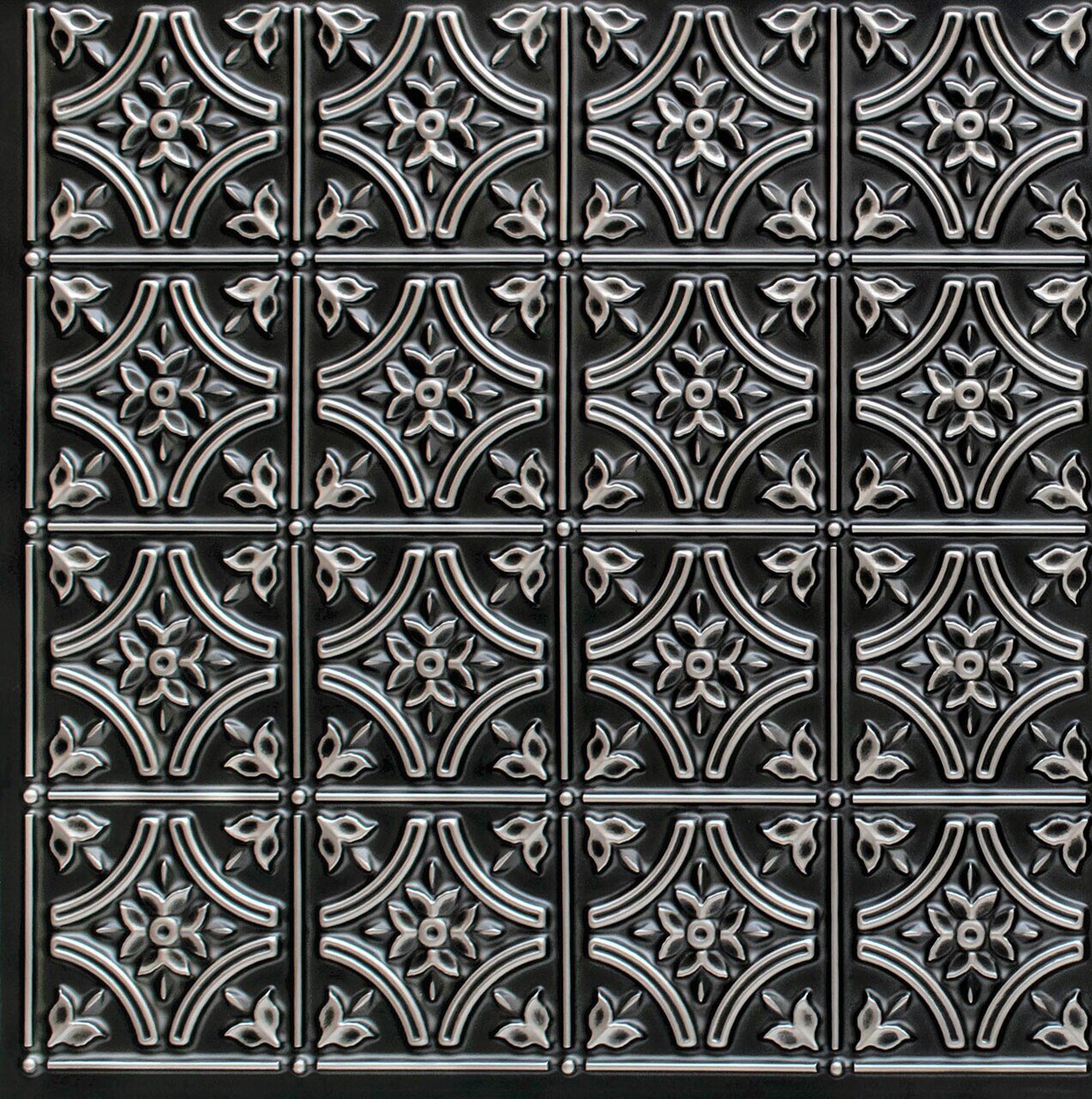 1:24th Black Backed Grey Ornate Design Tile Sheet With Black Grout 