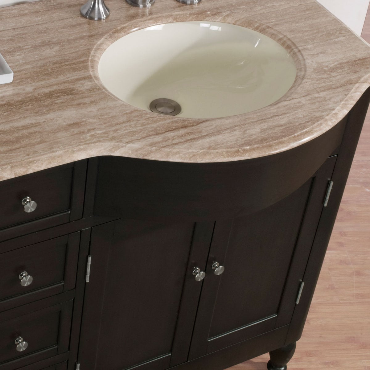 38-inch Travertine Top Bathroom Vanity Cabinet Single Sink on the Right 0904TR 