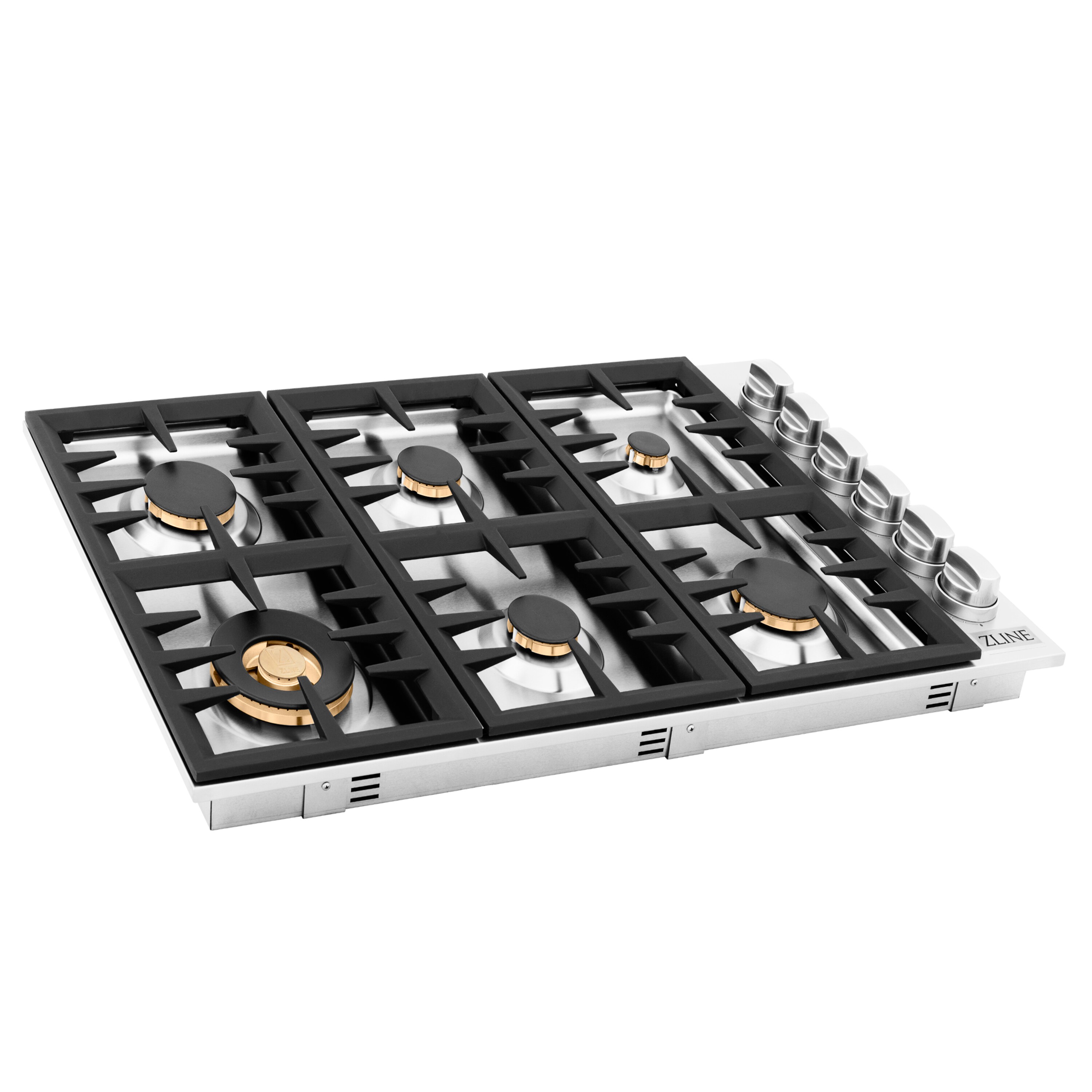 ZLINE KITCHEN & BATH Cooktop with brass burners 36-in 6 Burners Stainless  Steel Gas Cooktop