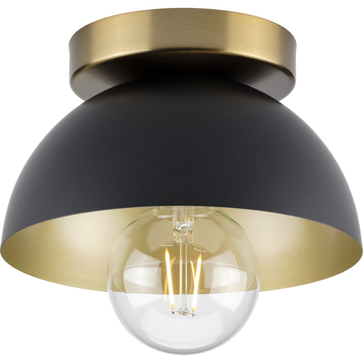 black and brass flush mount