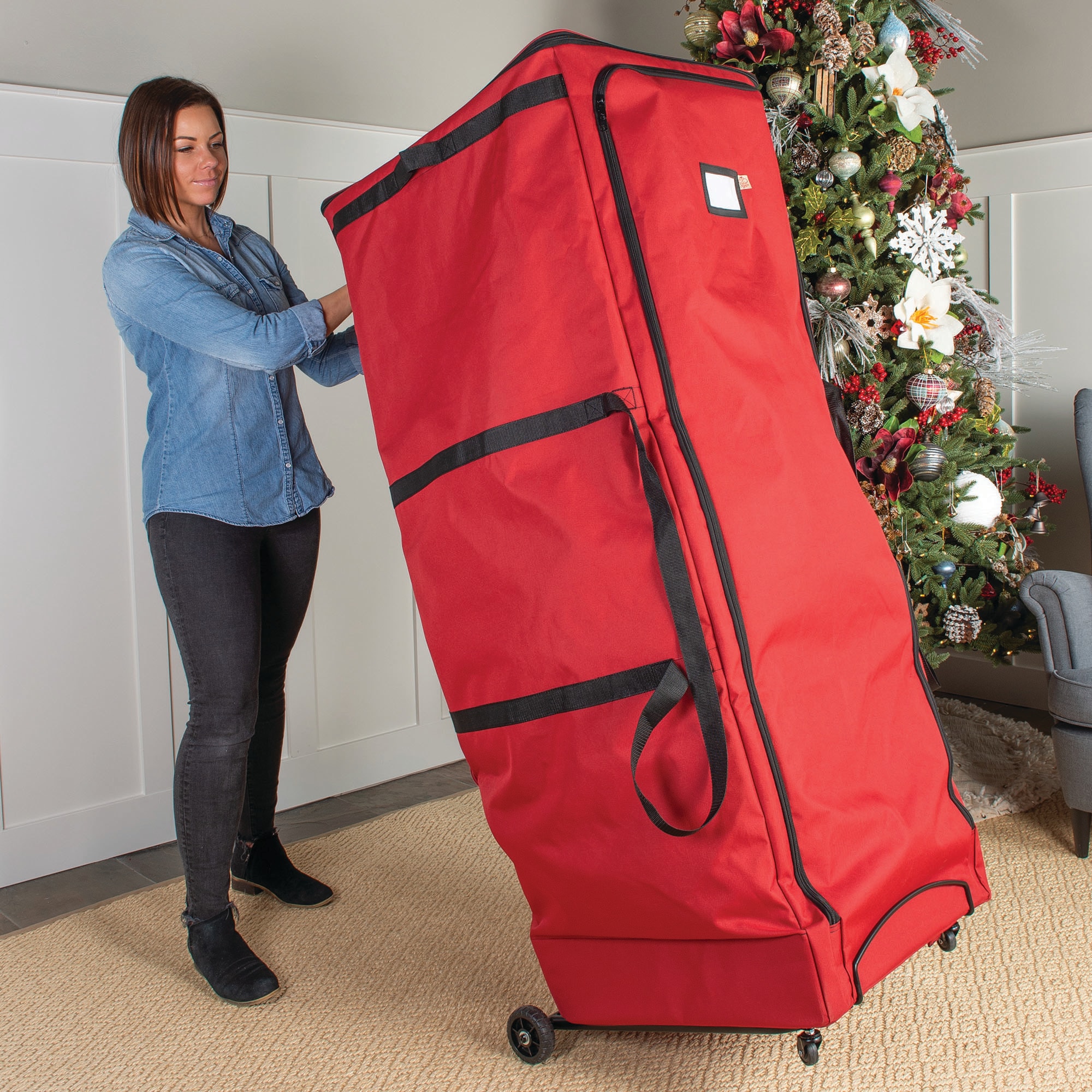 4 Foot Christmas Tree Storage Bag Red with Zipper Unopened 48"L x 20"H x 15"W 