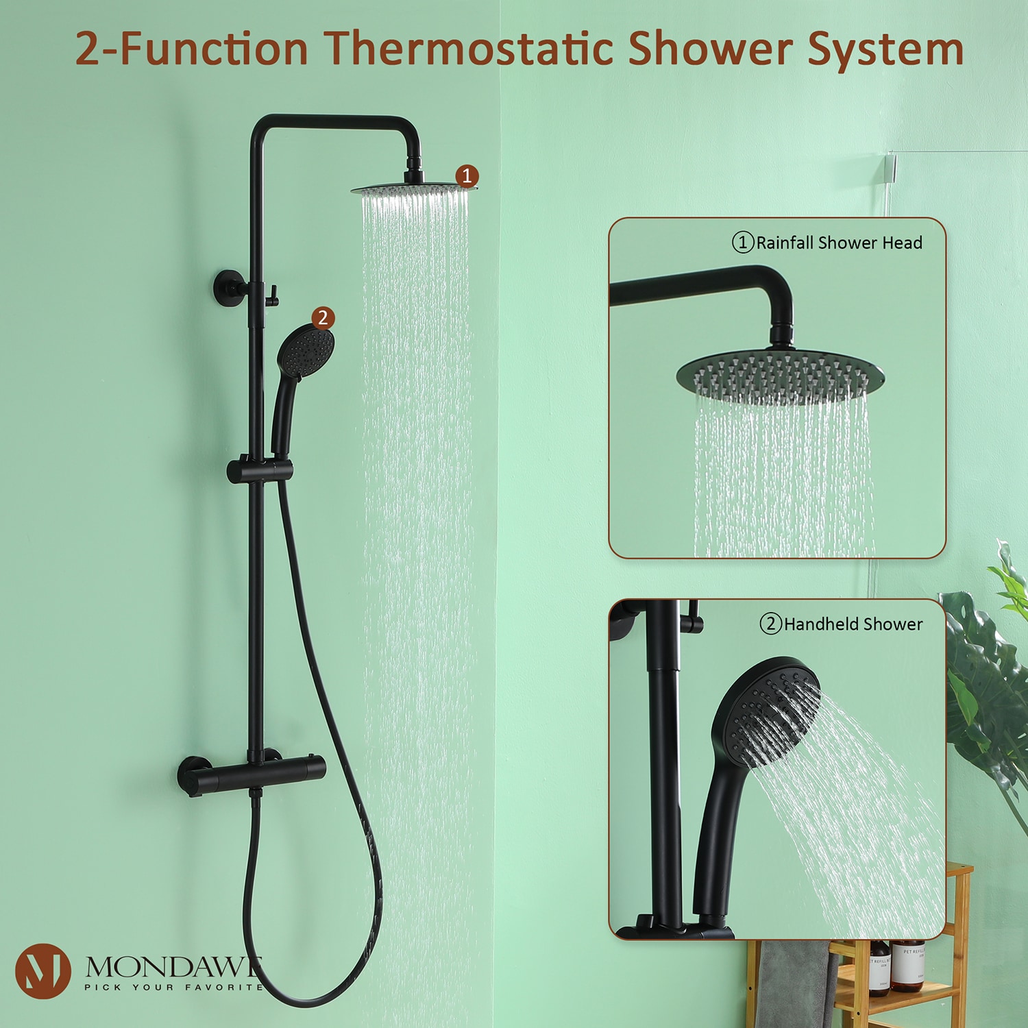 Details about   Thermostatic Shower Mixer Set Round Chrome Twin Head Expose Valve Rainfall Unit 