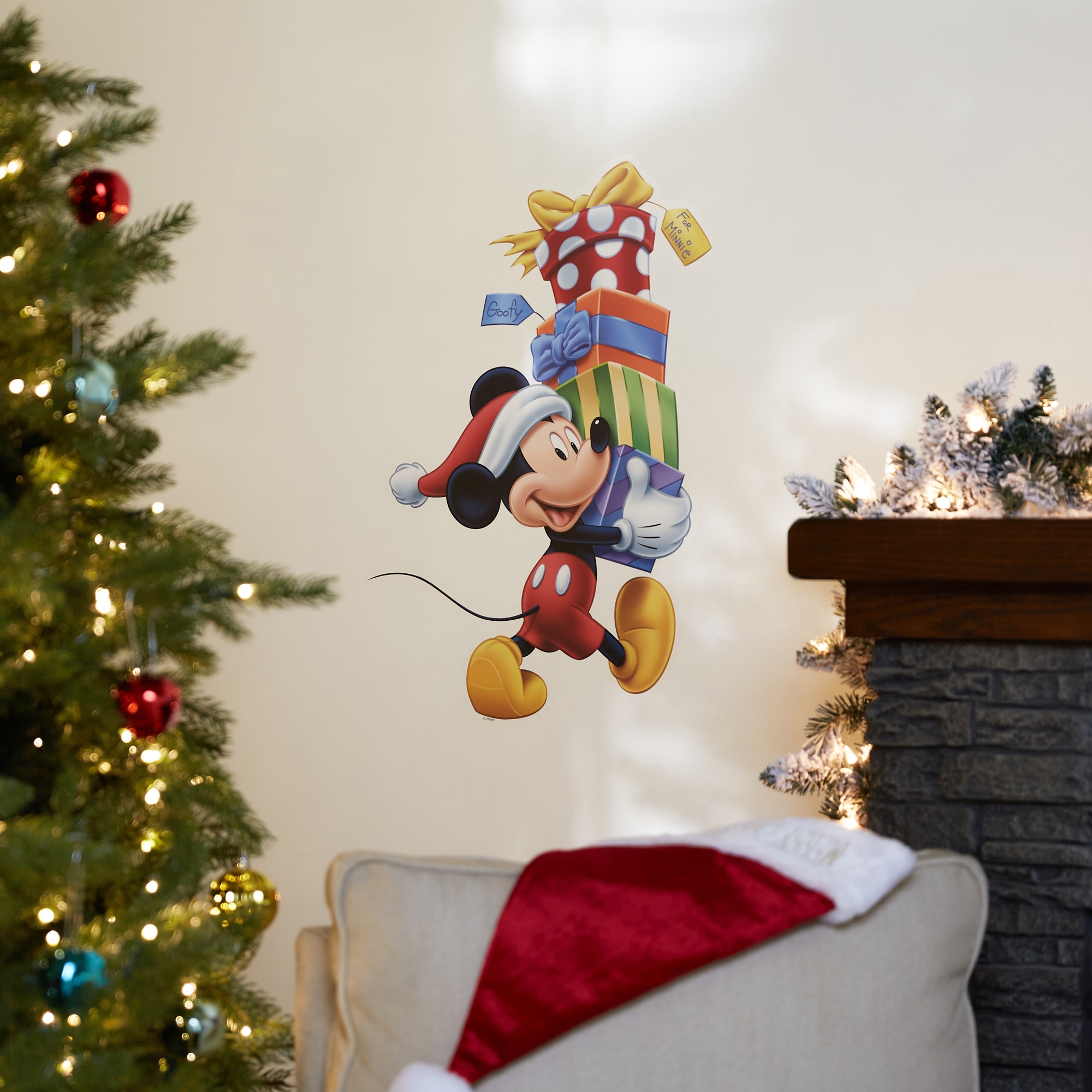 Mickey & Minnie Christmas costumes Holiday window static cling decor SCFC-MAMC2 