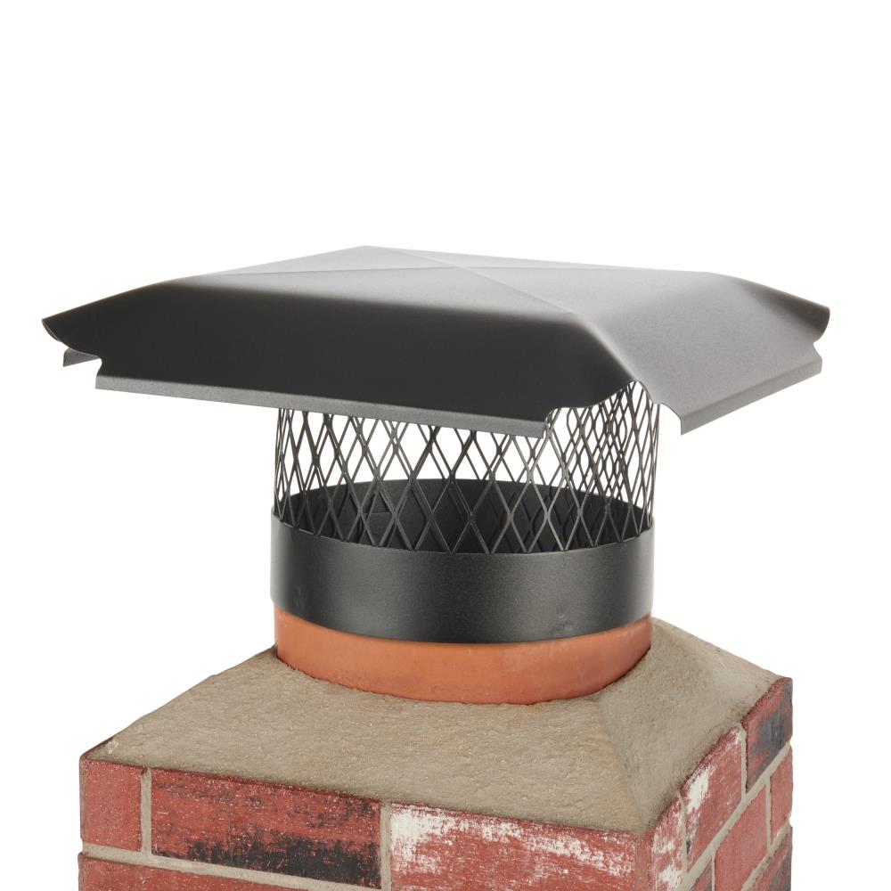 Shelter 10in W x 10in L Black Galvanized Steel Round Chimney Cap in