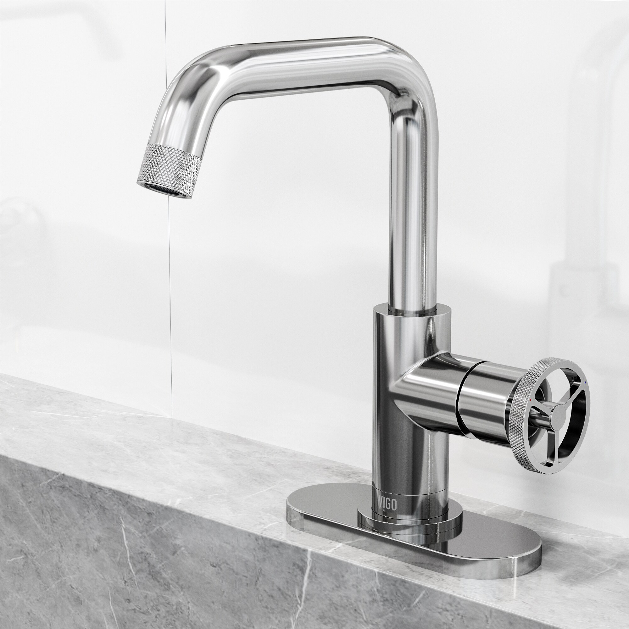 VIGO Cass Chrome 1-handle Single Hole WaterSense Low-arc Bathroom Sink Faucet with Deck Plate
