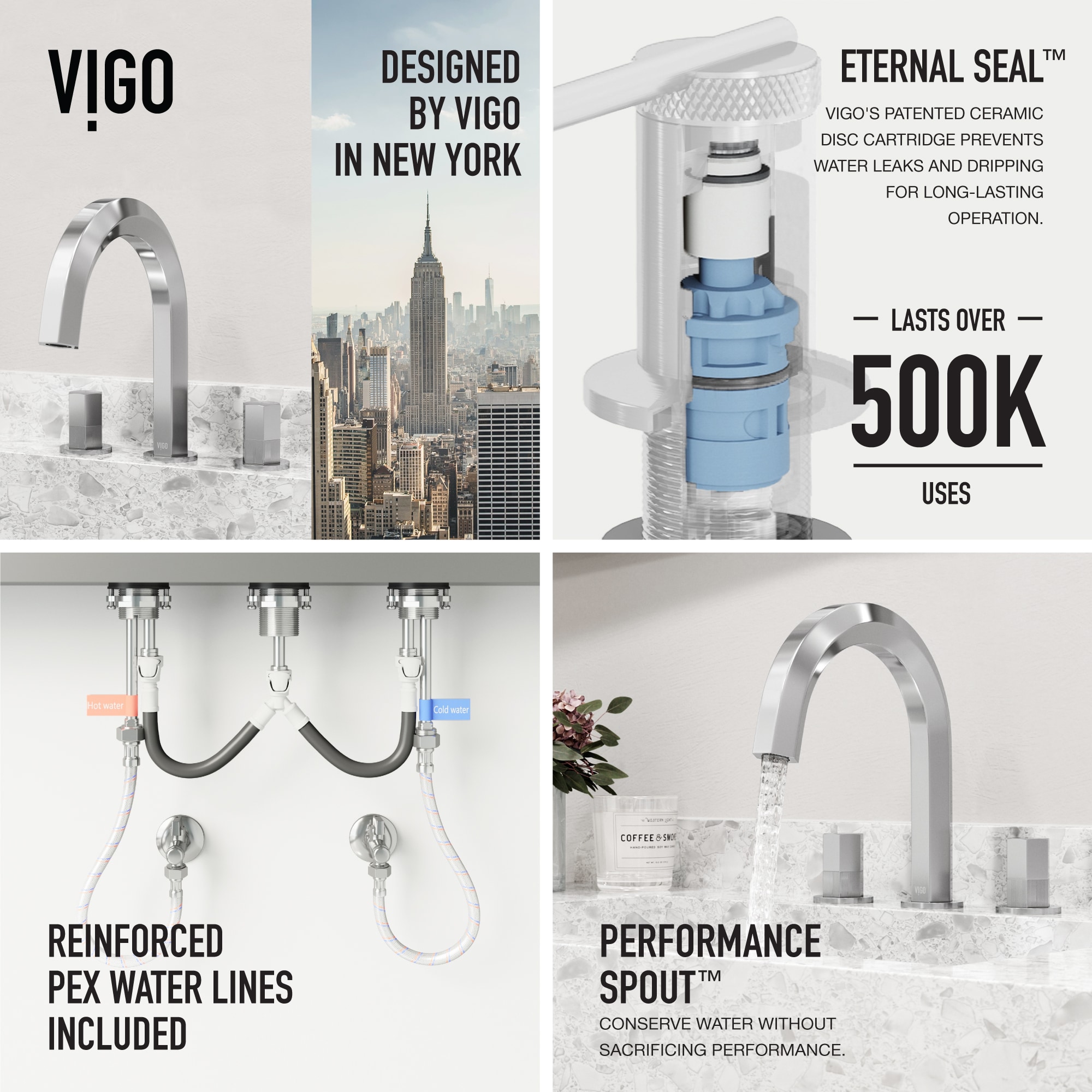 VIGO Hart Chrome 2-handle Single Hole WaterSense Low-arc Bathroom Sink Faucet