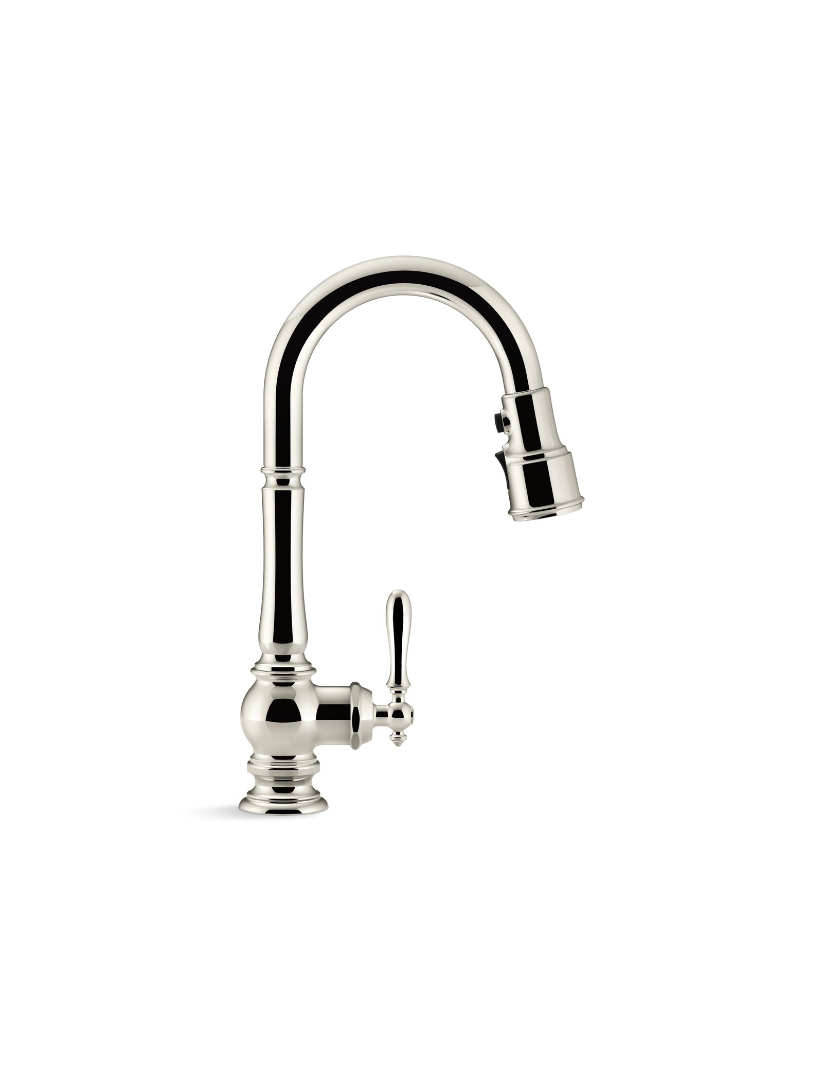 Kohler Artifacts Vibrant Polished Nickel Single Handle Deck Mount Pull Down Handle Kitchen 6669