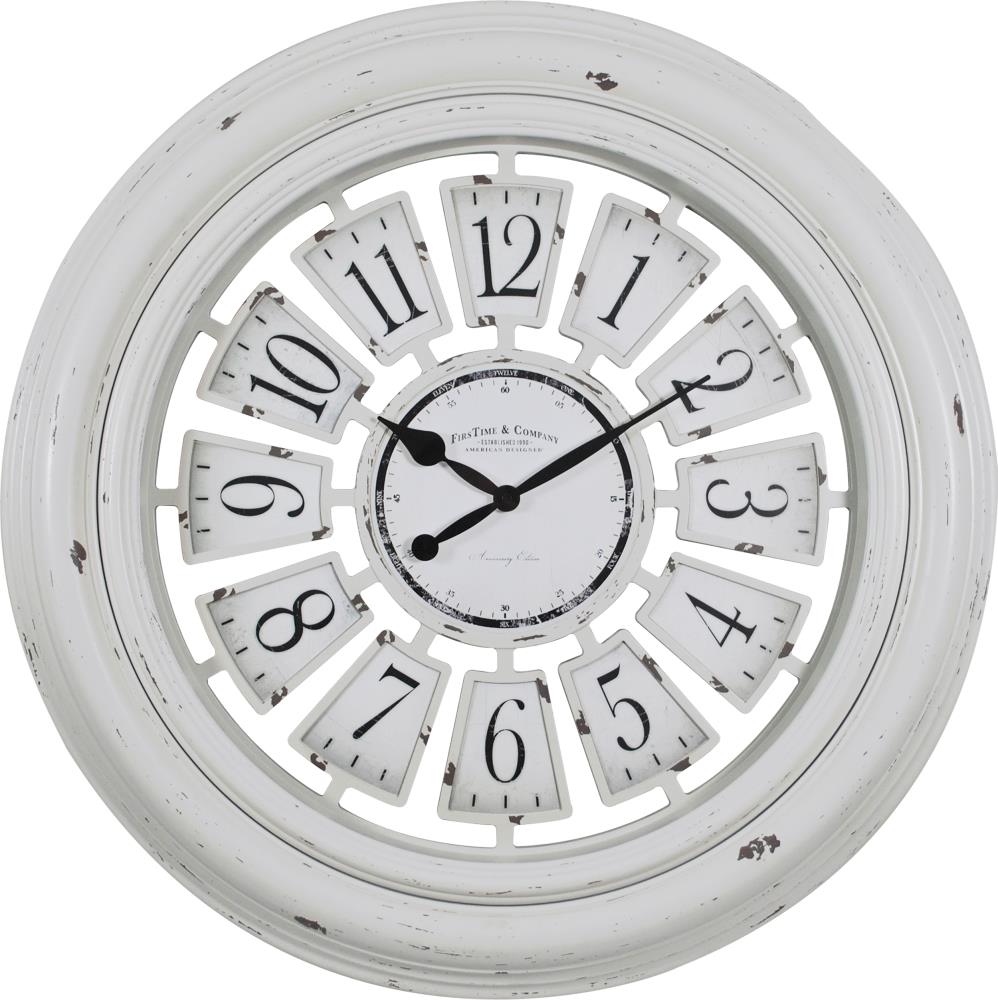 FirsTime Round Numeral Plaques Wall Clock Chic Open Back Style Perfect Home 