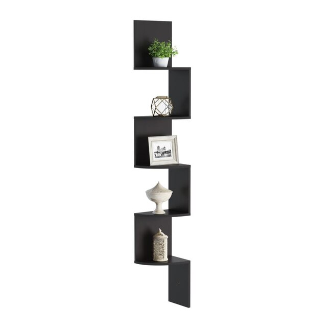 Wood Wall Mounted Floating Ledge Shelf Shelves for Picture Books Decorations Black, 5 Hooks Wood Wall Mounted Floating Ledge Shelf Shelves for Picture Books Decorations Black, 5 Hooks