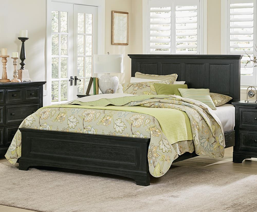 Osp Home Furnishings Farmhouse Basics Rustic Black King Bed Frame In The Beds Department At Lowes Com