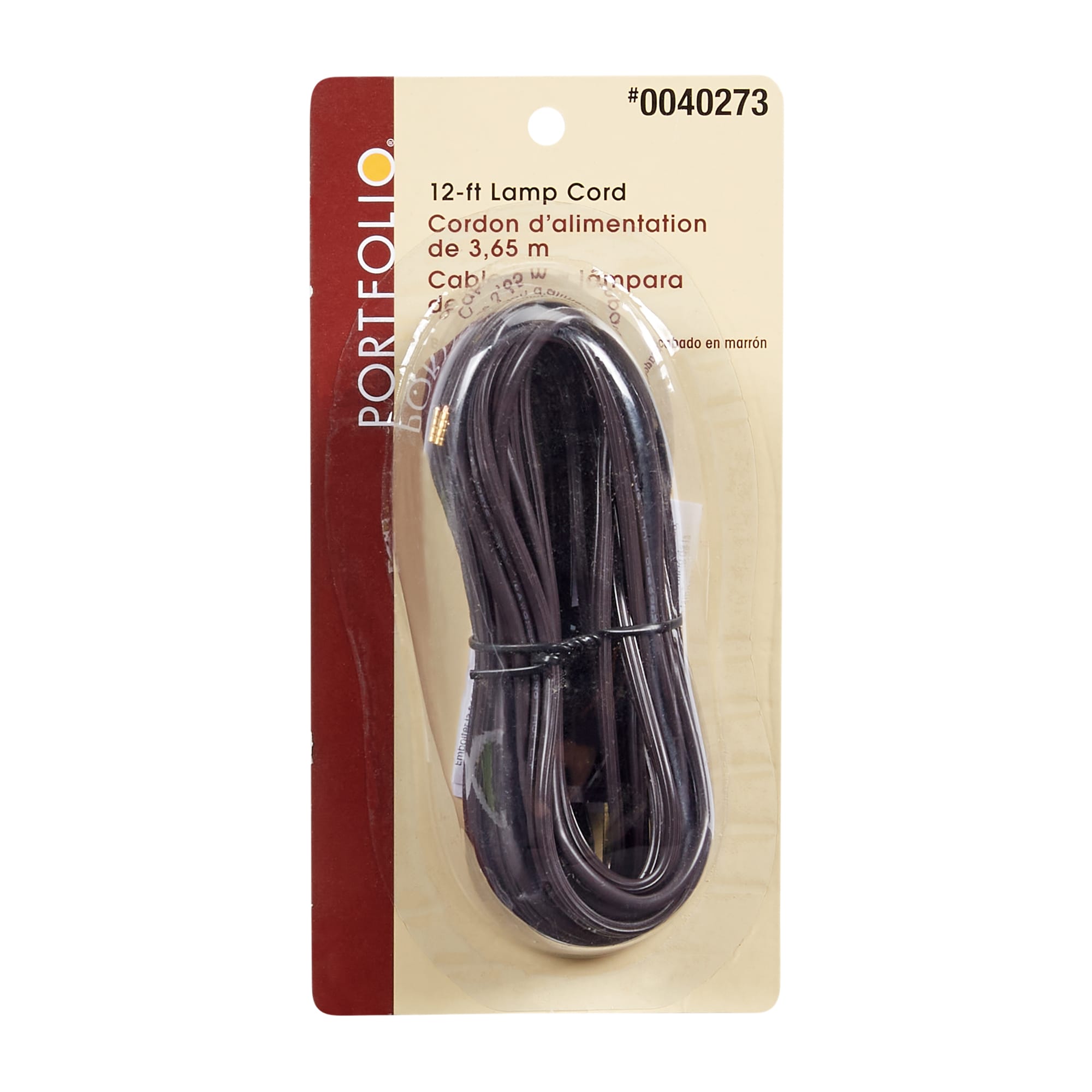 Wire and Polarized Plug Lamp Parts-12' Lamp Cord Set- -U.L. 18/2 -Brown-SPT1- 