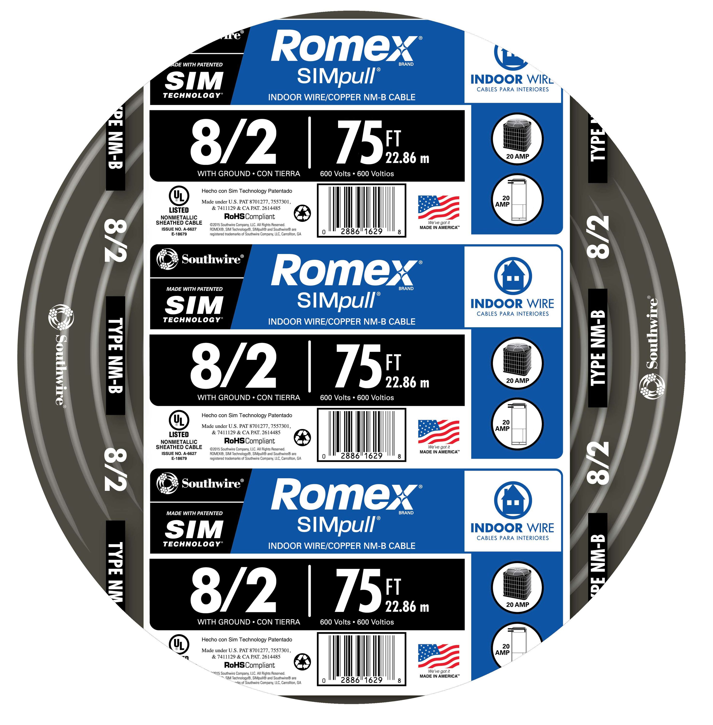 75 ft 12/2 NM-B WG Romex Wire/Cable 