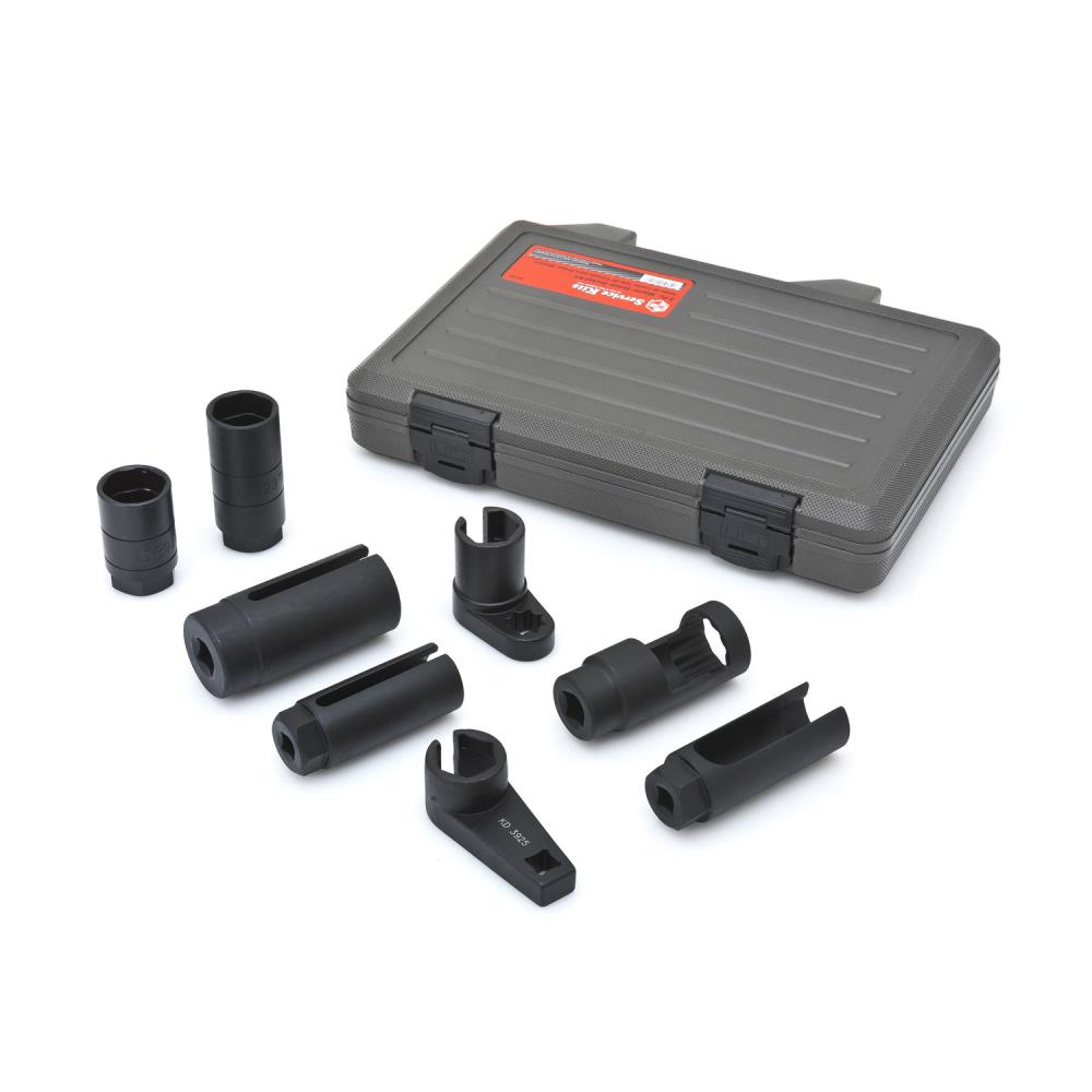 8MILELAKE 3 Pc Auto Oxygen Sensor 6 Point Socket Wrench Tool Kit Red 