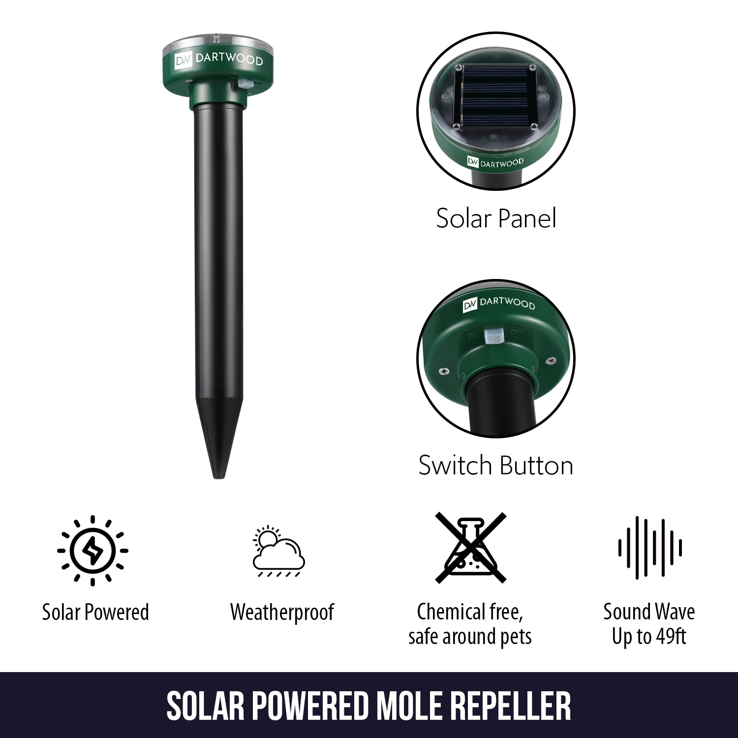 get rid of moles... Solar Mole Repellent Device Sonic Mole Repeller 2 pack