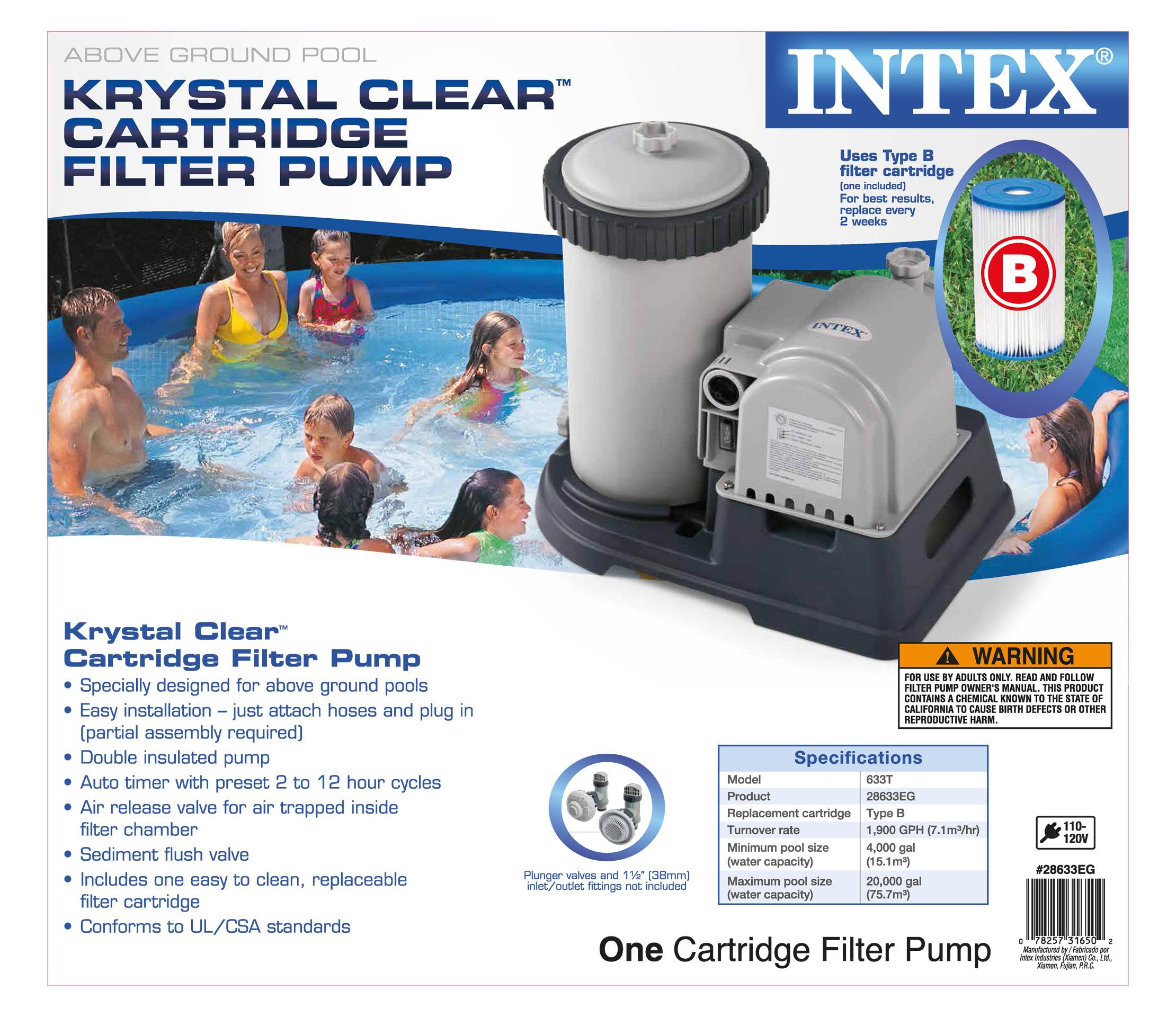 Intex 2500 GPH Krystal Clear GFCI Pool Filter Pump refurbished 28633EG 