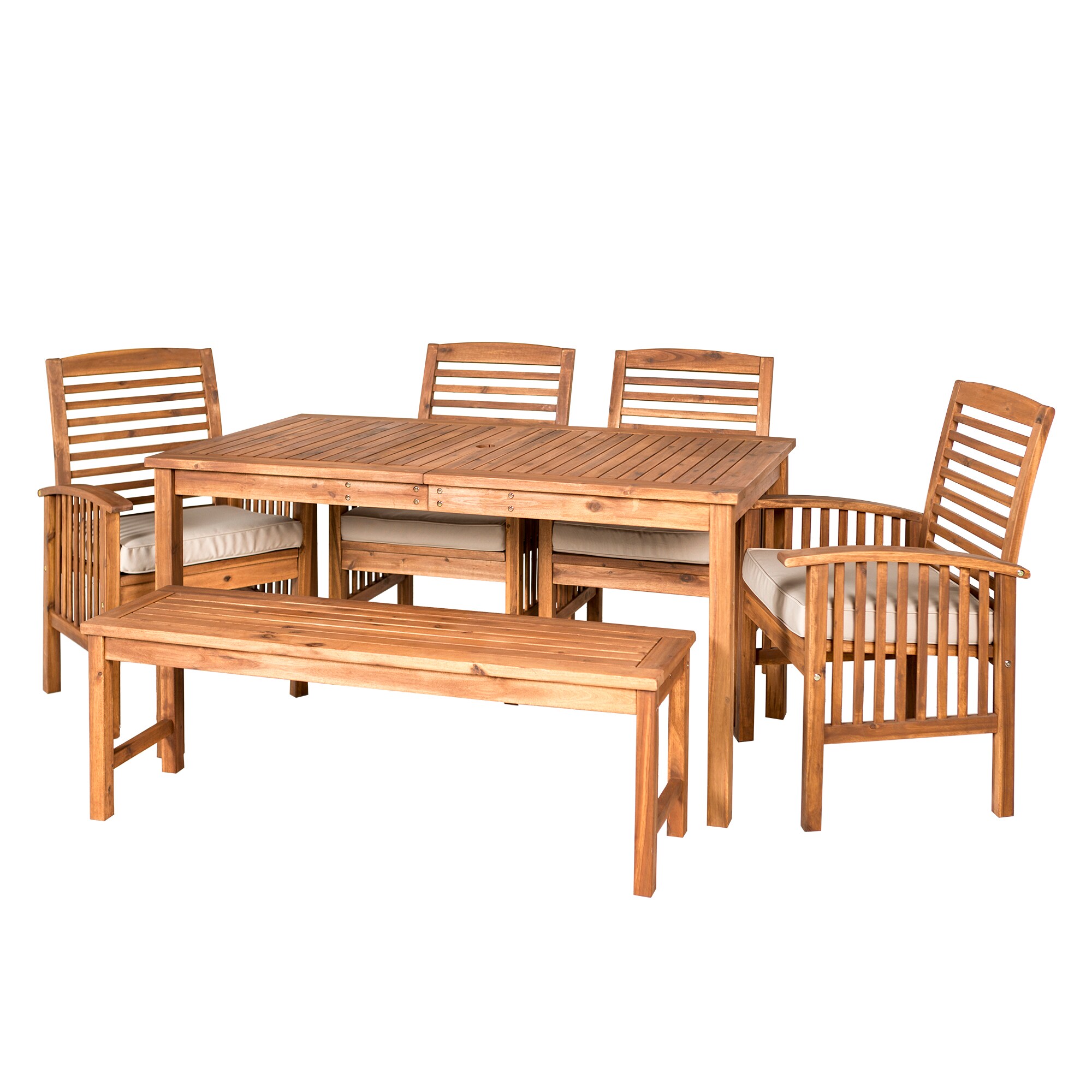 walker edison acacia wood simple patio dining set