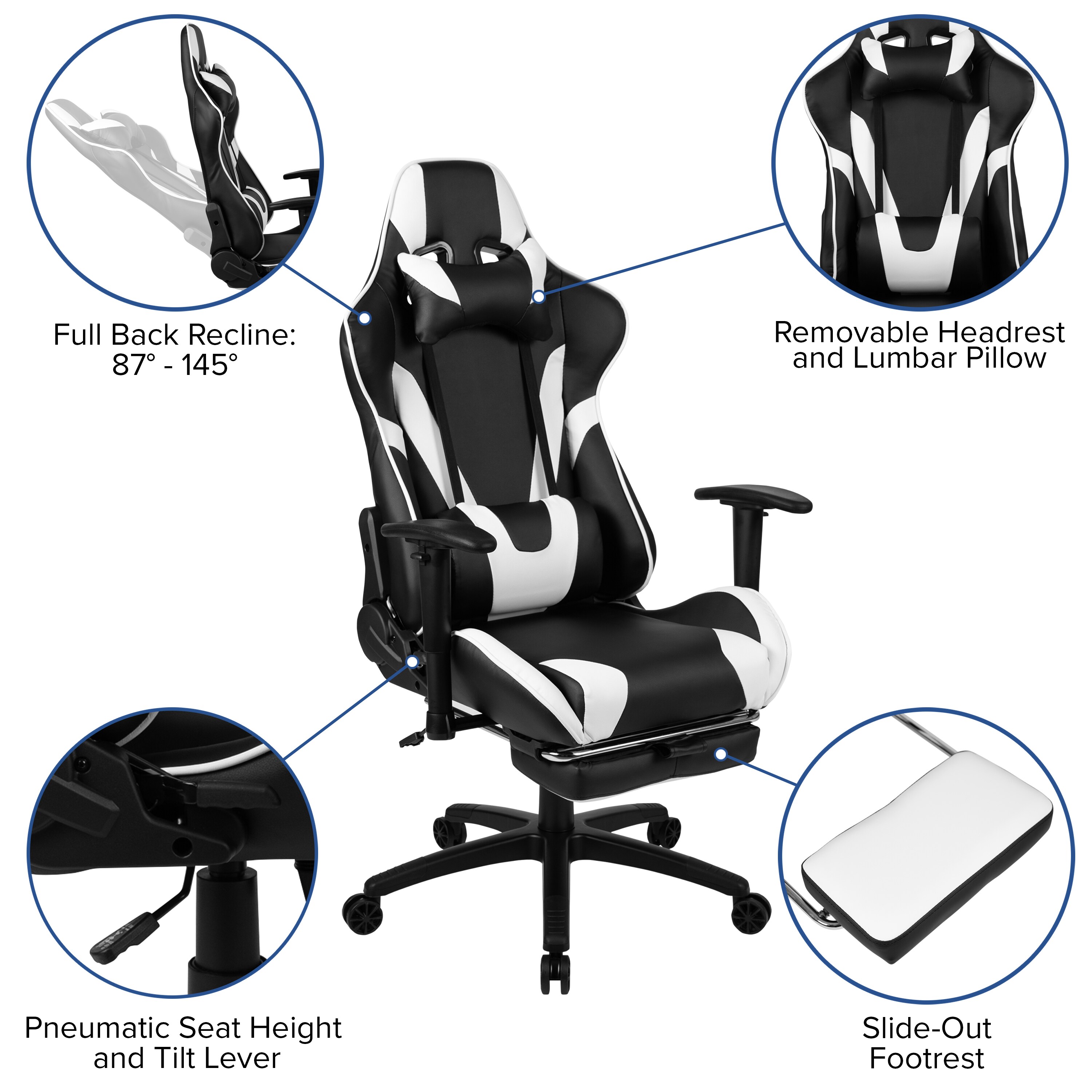 Flash Furniture X30 Black Contemporary Adjustable Height Swivel Faux  Leather Gaming Chair