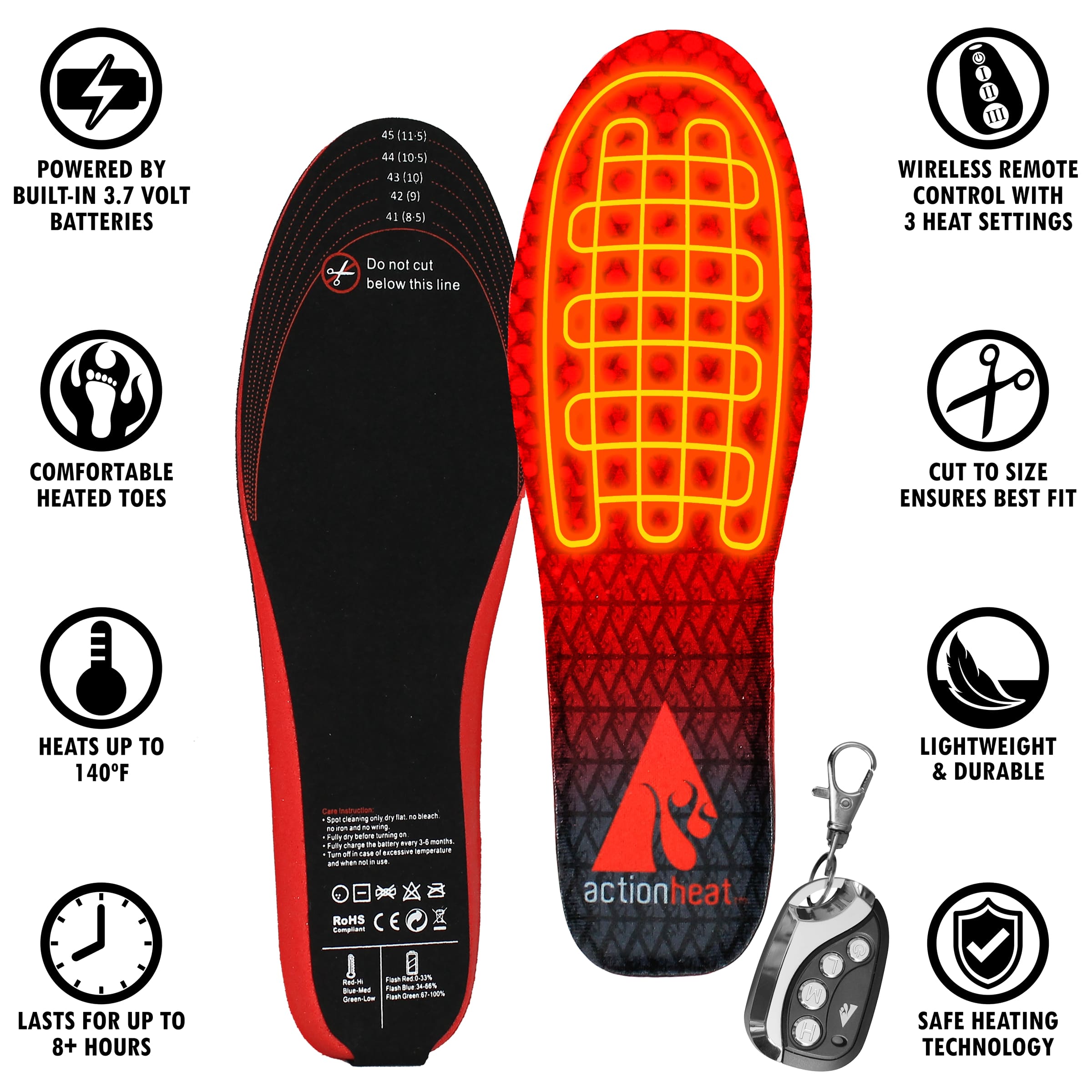 Heated Insoles Electric 3 hot stages Radio Remote Control Insoles 