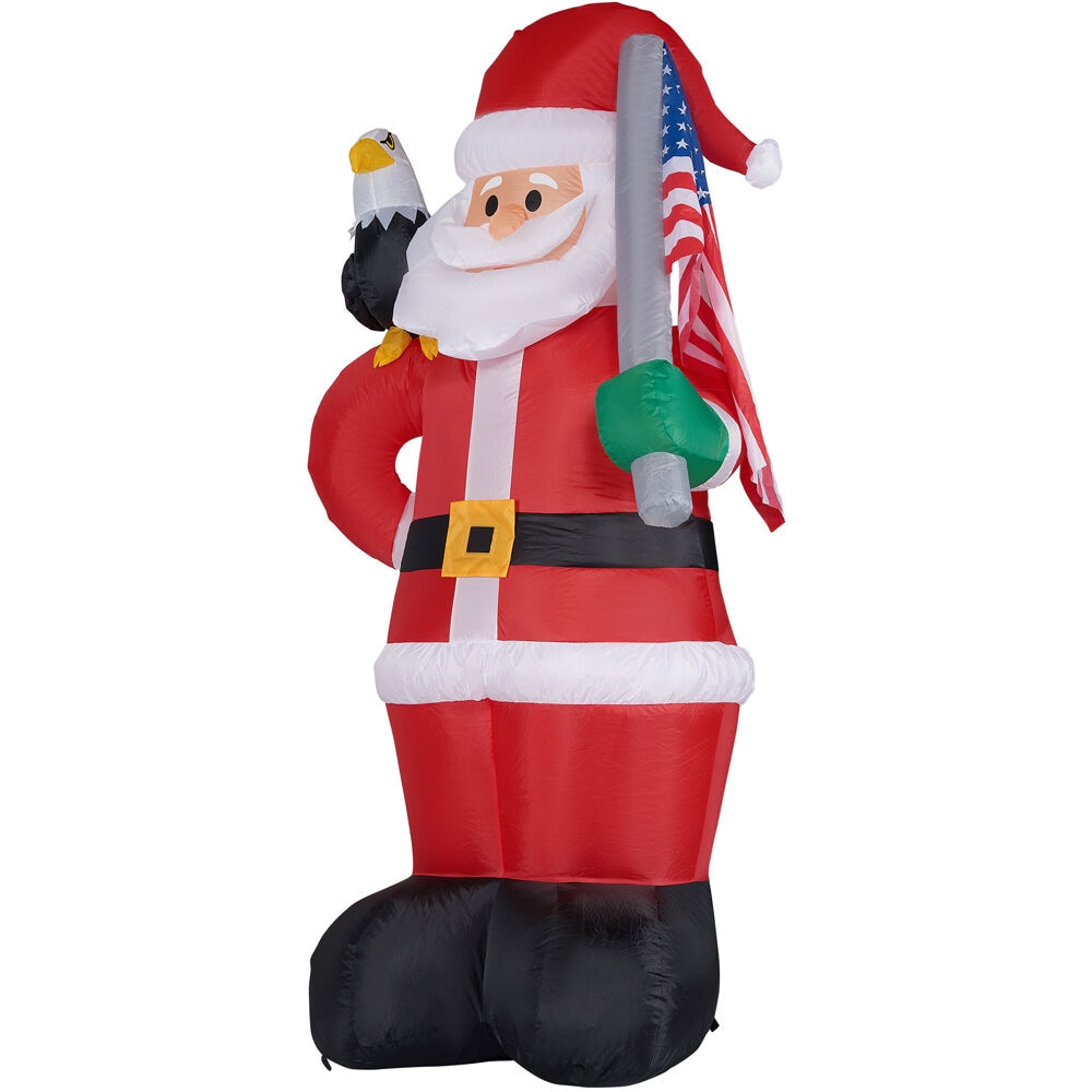 6 Foot Tall Lighted Christmas Inflatable Patriotic Santa Claus with Eagle and American Flag Yard Art Decoration