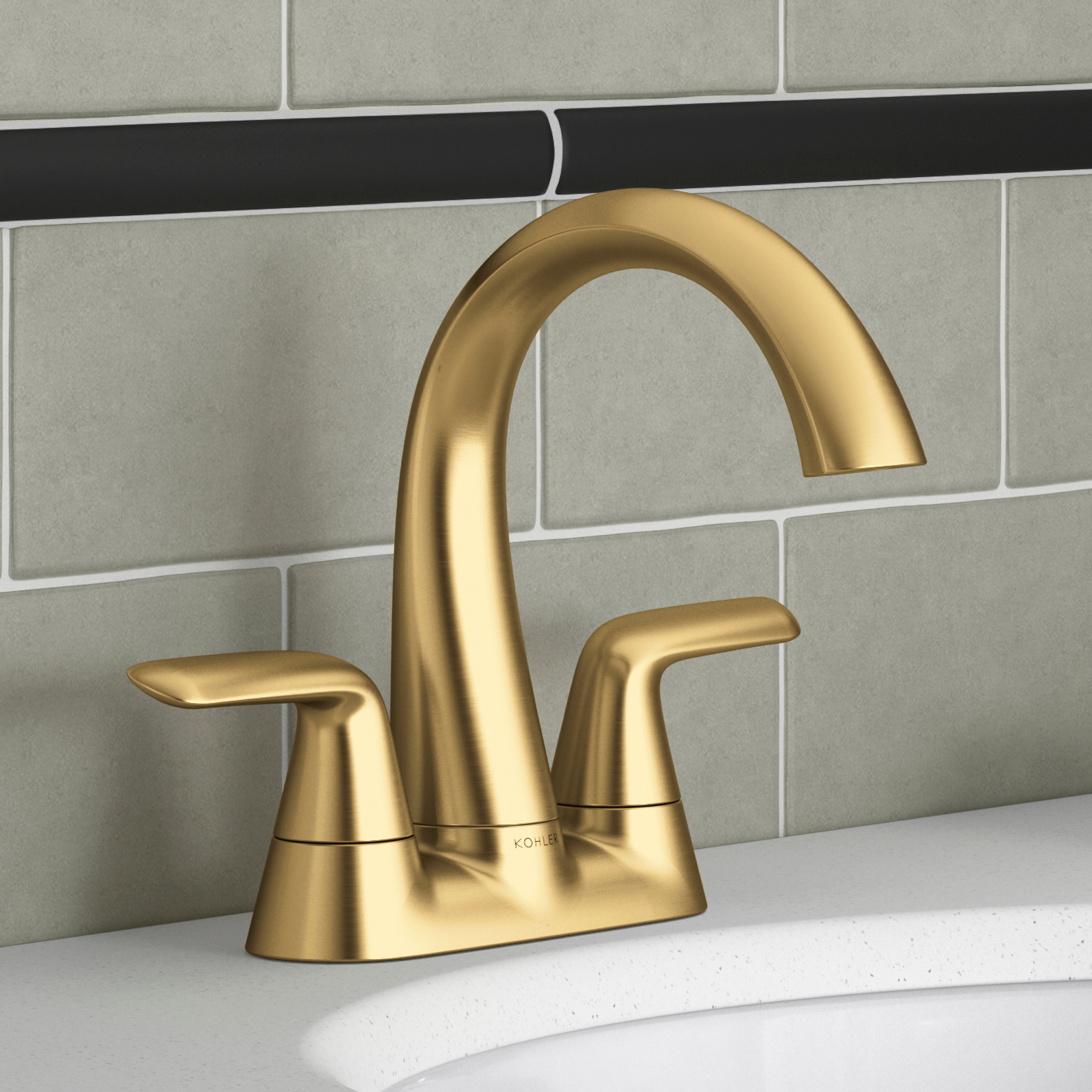 Kohler Avail Brushed Brass Centerset Bathroom Faucet R33047-4D-2MB 