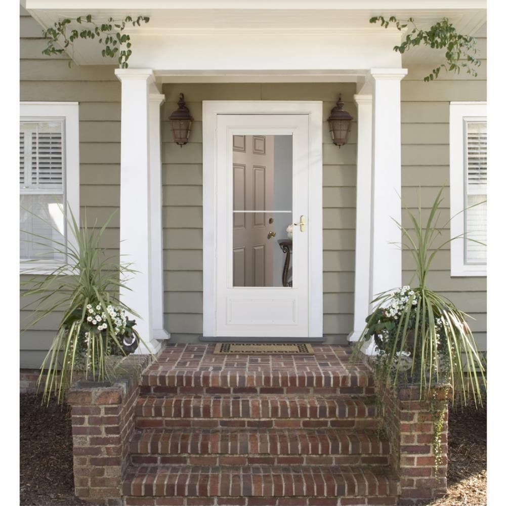 Larson Savannah 32 In X 81 In White Mid View Wood Core Storm Door In The Storm Doors Department